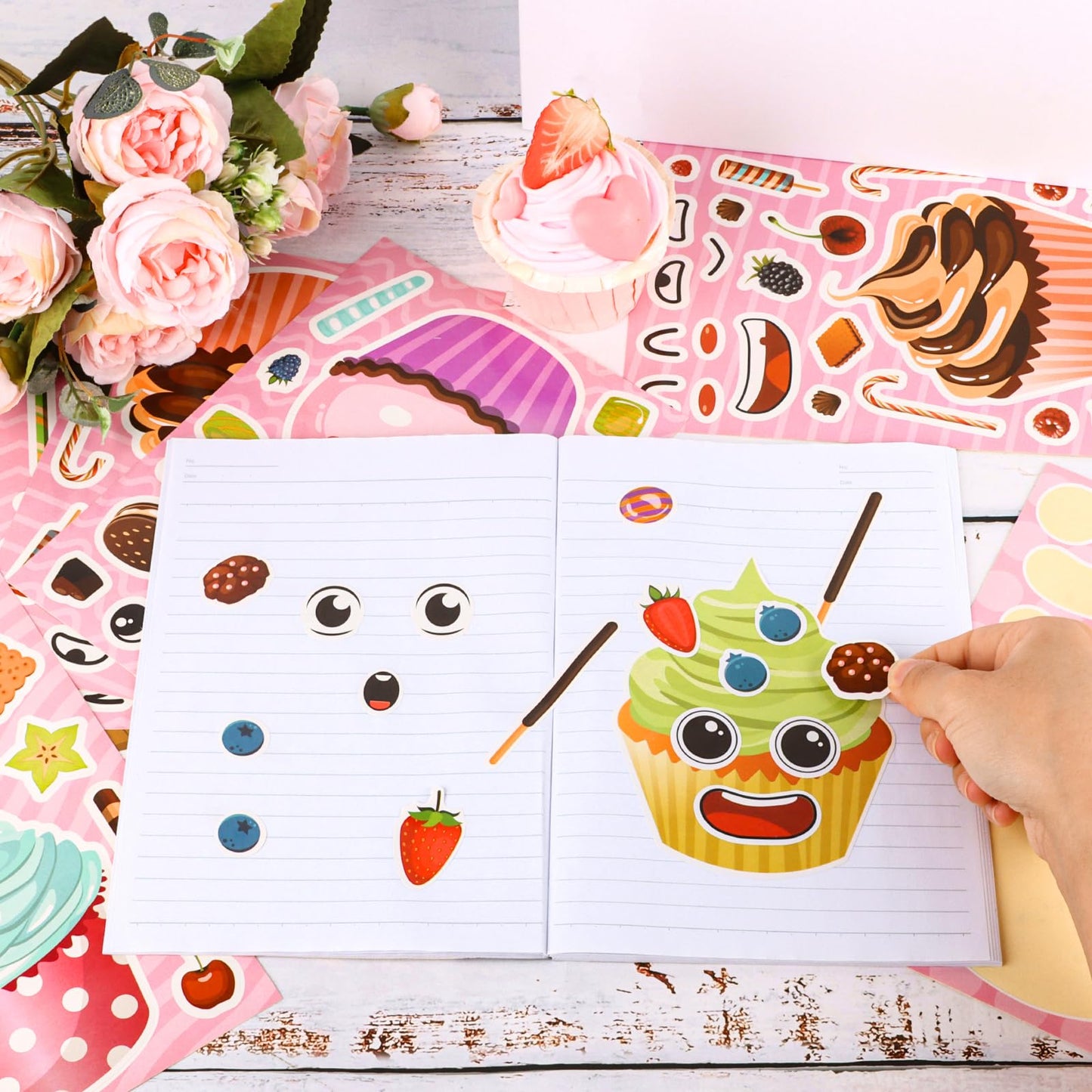 Hxezoc 32 Sheets Make Your Own Cupcake Stickers – DIY Art & Party Favors Kit