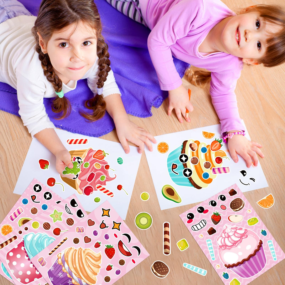 Hxezoc 32 Sheets Make Your Own Cupcake Stickers – DIY Art & Party Favors Kit