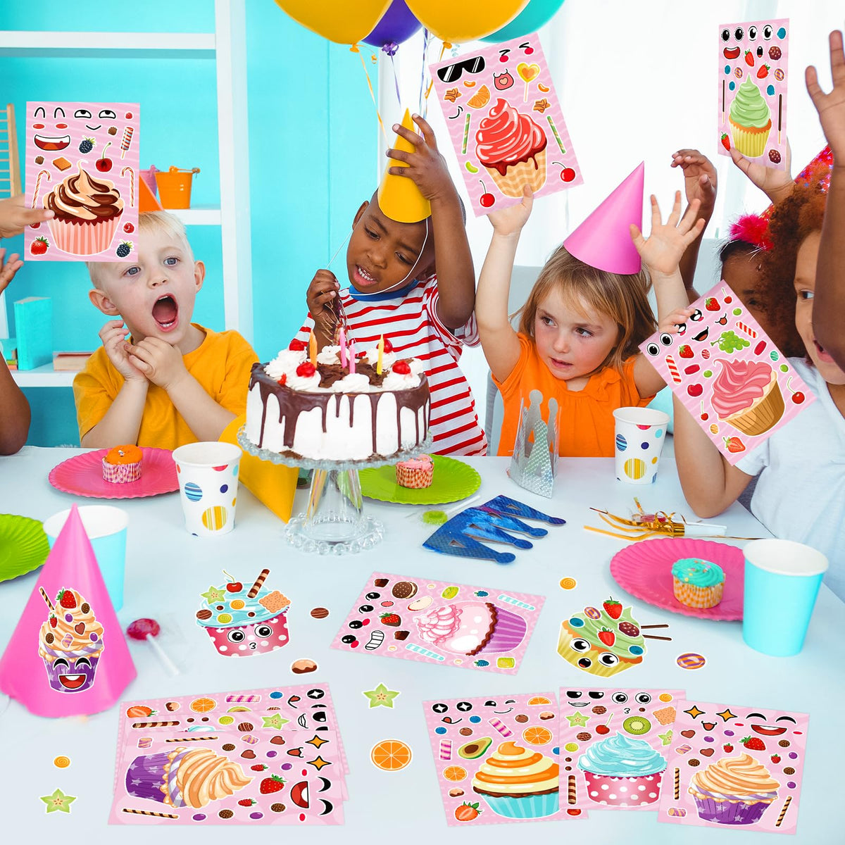 Hxezoc 32 Sheets Make Your Own Cupcake Stickers – DIY Art & Party Favors Kit