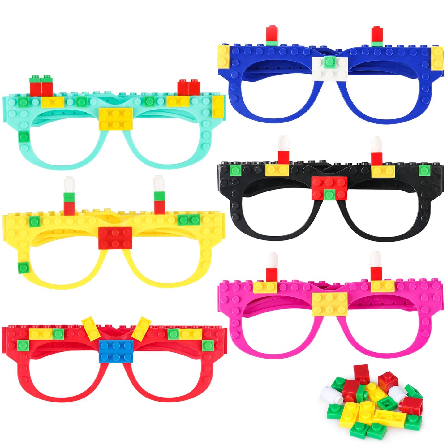 Hxezoc 12 Pcs DIY Building Bricks Glasses – Creative Party Favors for Kids