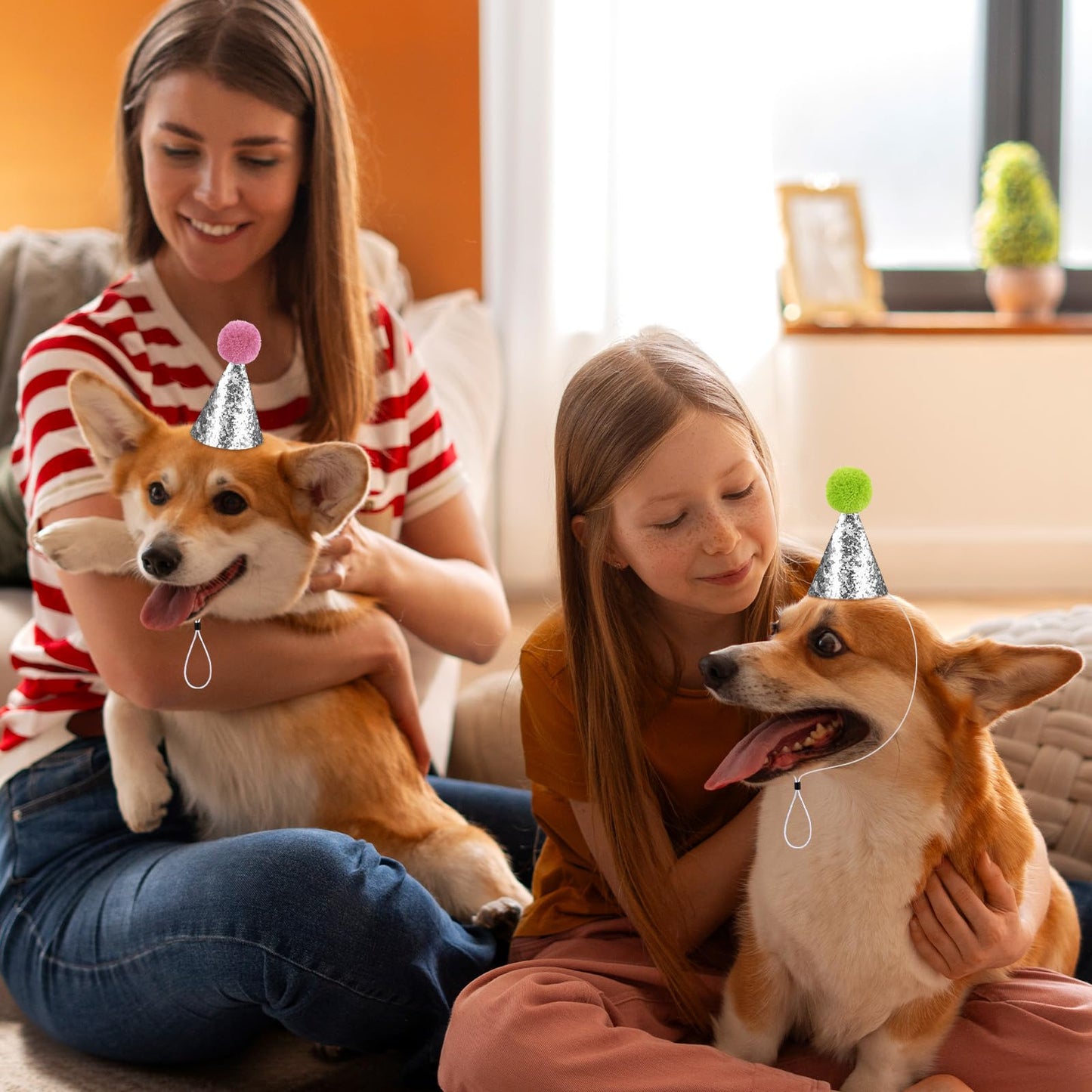 Hxezoc Glitter Mini Birthday Hats – 10 Pcs Multicolor Sequin Cone Hats for Kids and Pets