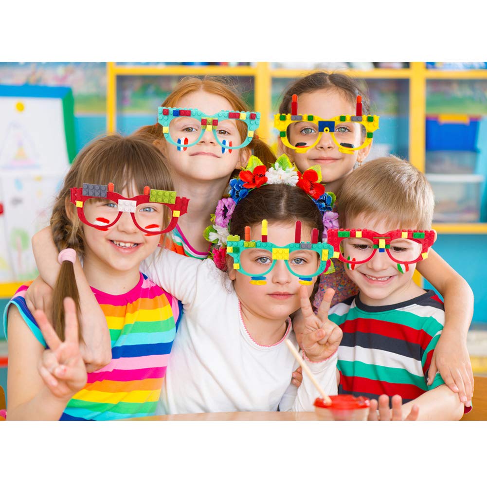 Hxezoc 12 Pcs DIY Building Bricks Glasses — Creative Kids’ Party Games & Favors