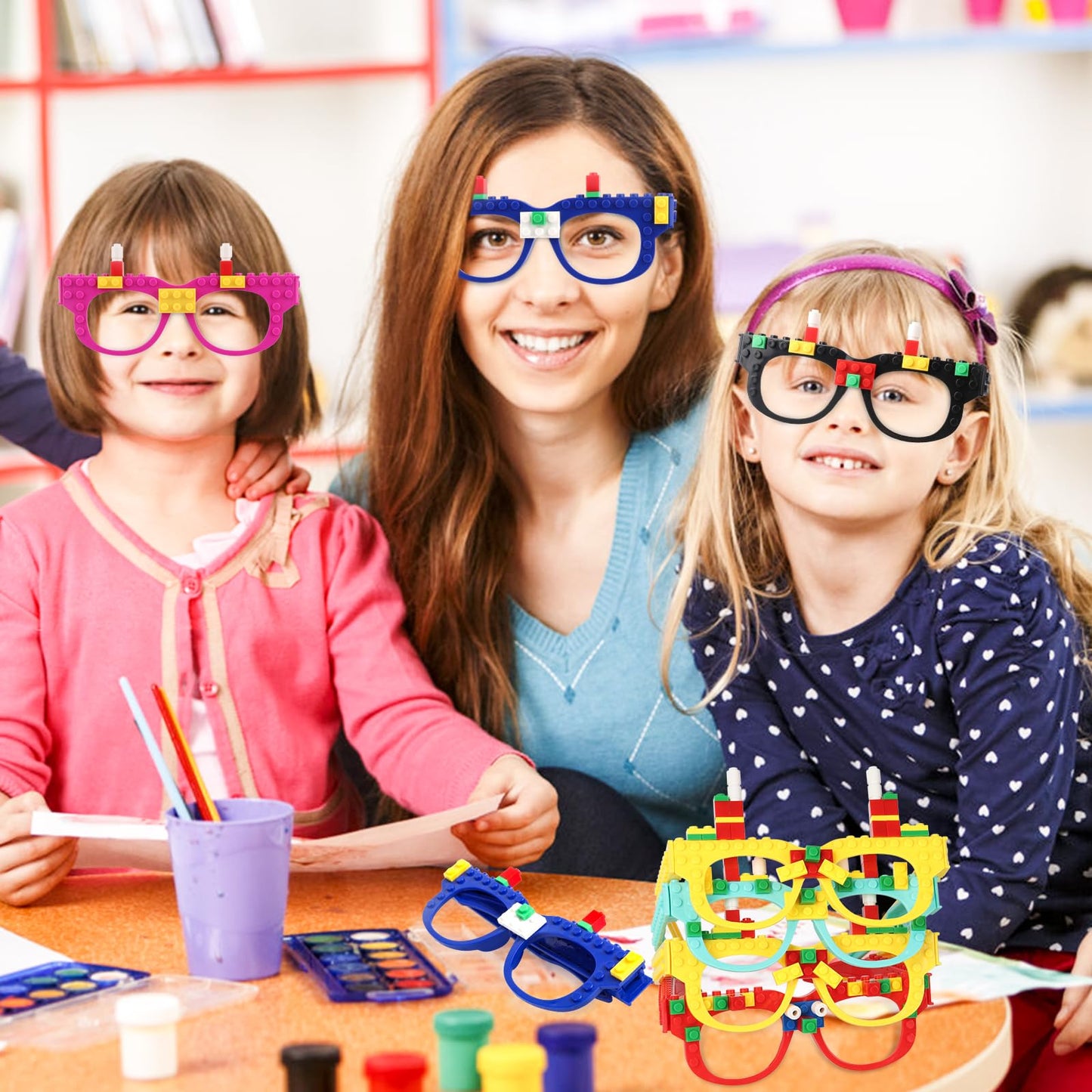 Hxezoc 12 Pcs DIY Building Bricks Glasses – Creative Party Favors for Kids