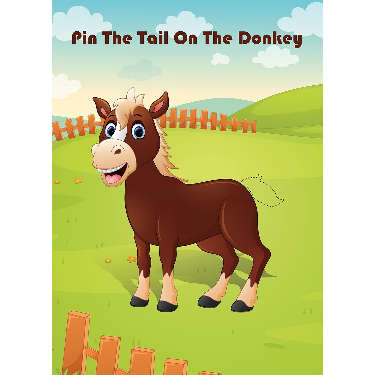 Hxezoc Pin The Tail On The Donkey Party Game – Large Donkey Poster & 30 Tails for Kids Birthday & Carnival