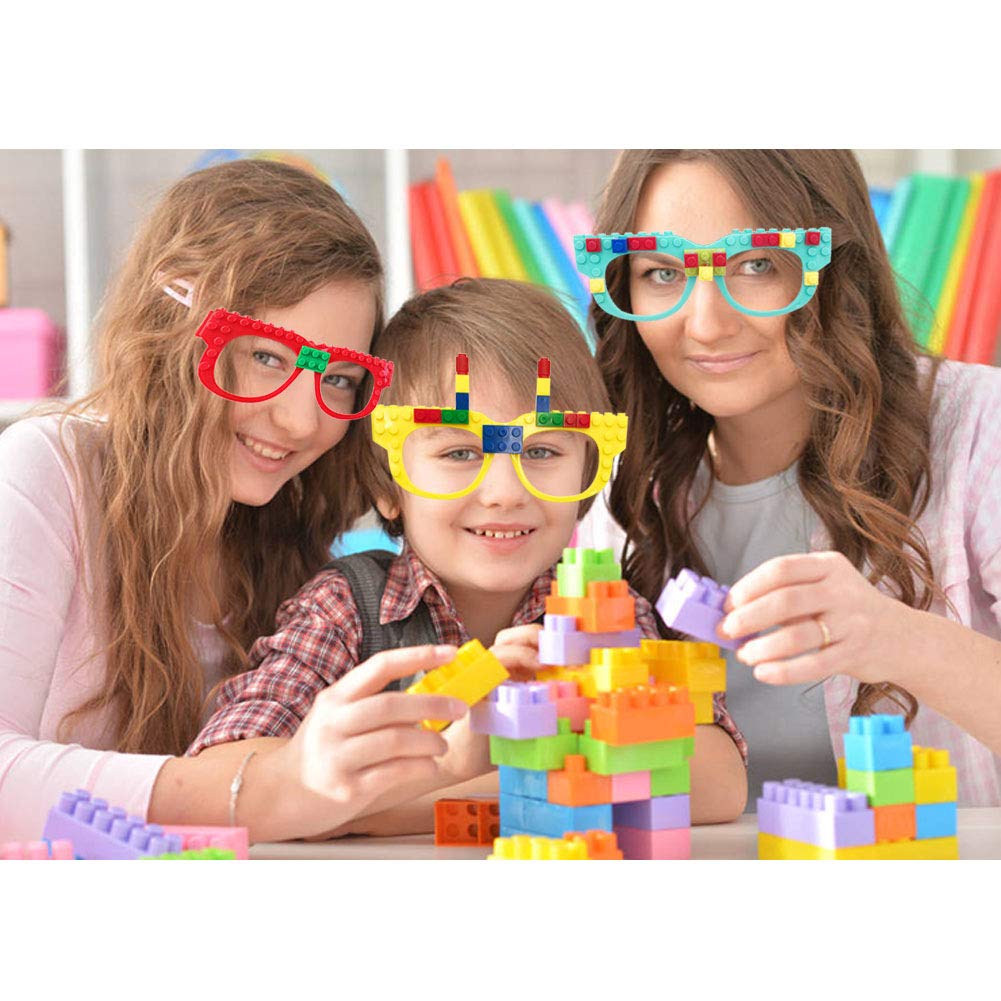 Hxezoc 12 Pcs DIY Building Bricks Glasses — Creative Kids’ Party Games & Favors