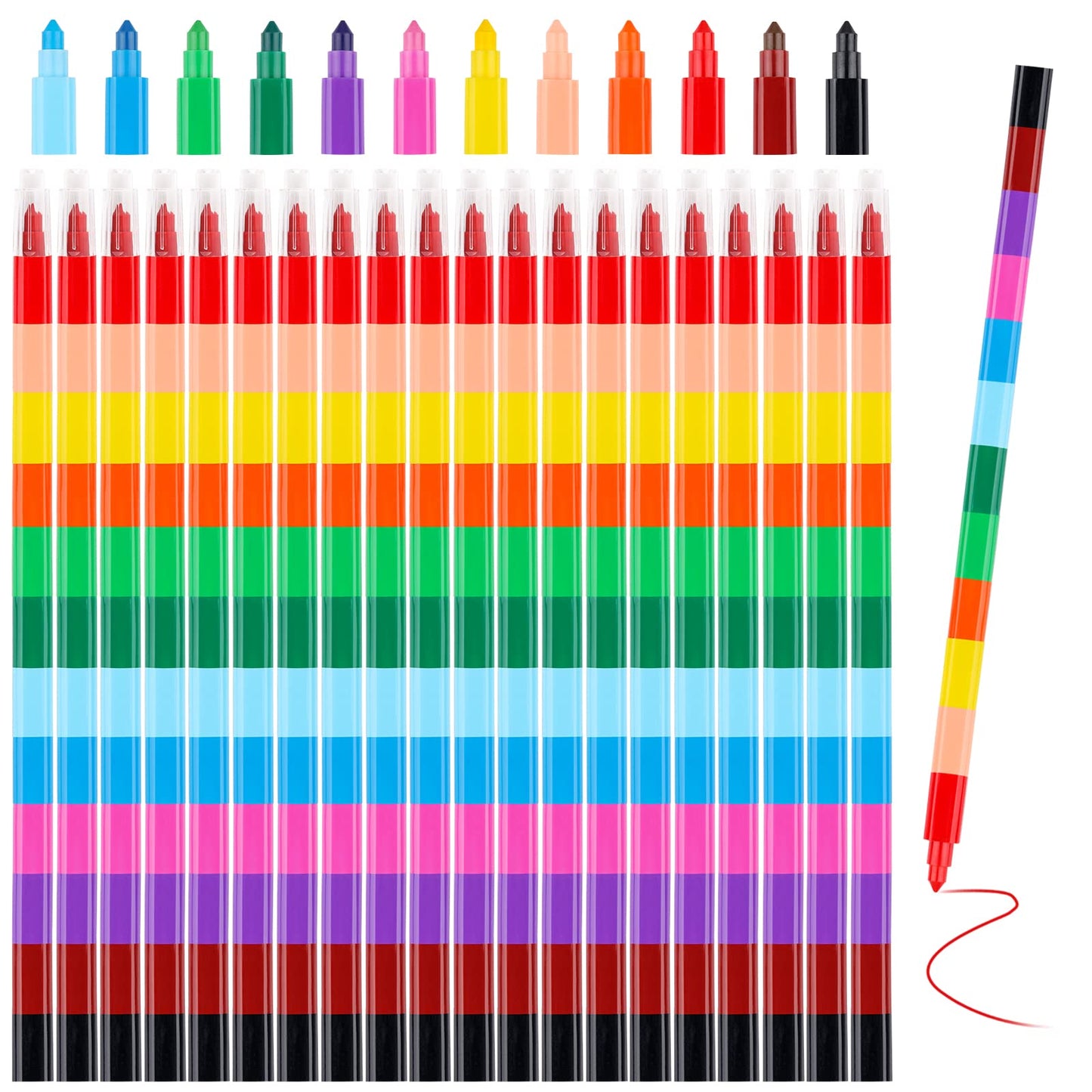 Hxezoc 20 Pieces Stacking Crayons – Buildable, Colorful Stackable Crayons for Kids, Party Favors, Rainbow Pencils, 12 Colors
