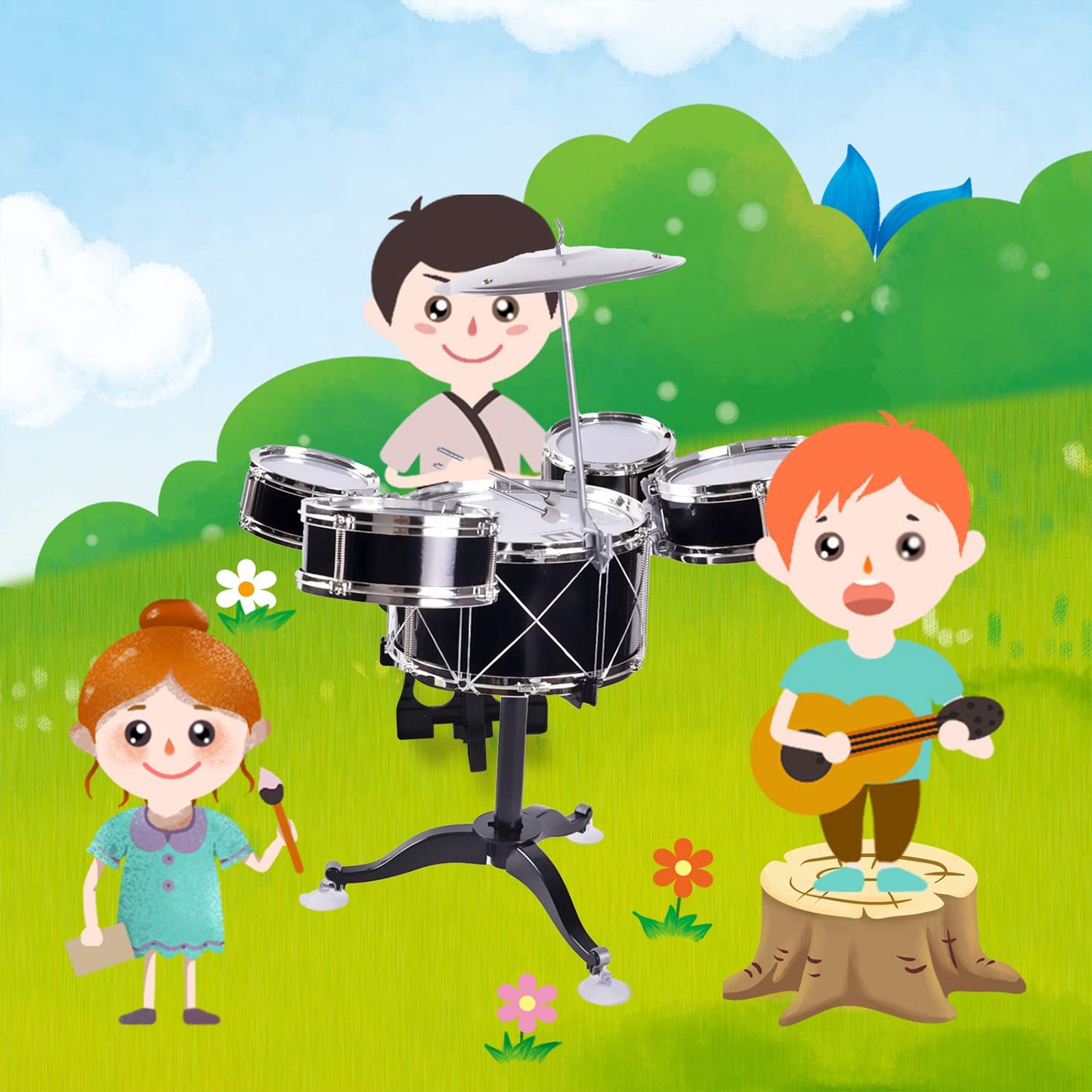 HXIA Kids Drum Toy Set for Ages 3-7 – Black