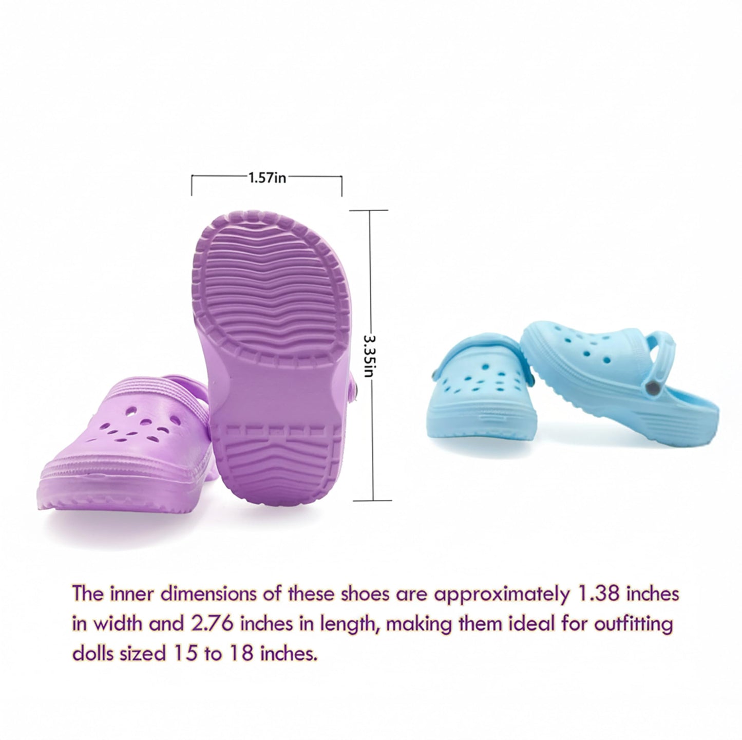 HXIELEC 4 Pairs Macaron EVA Slip-On Clogs for 18-Inch Dolls – Fits Most Dolls