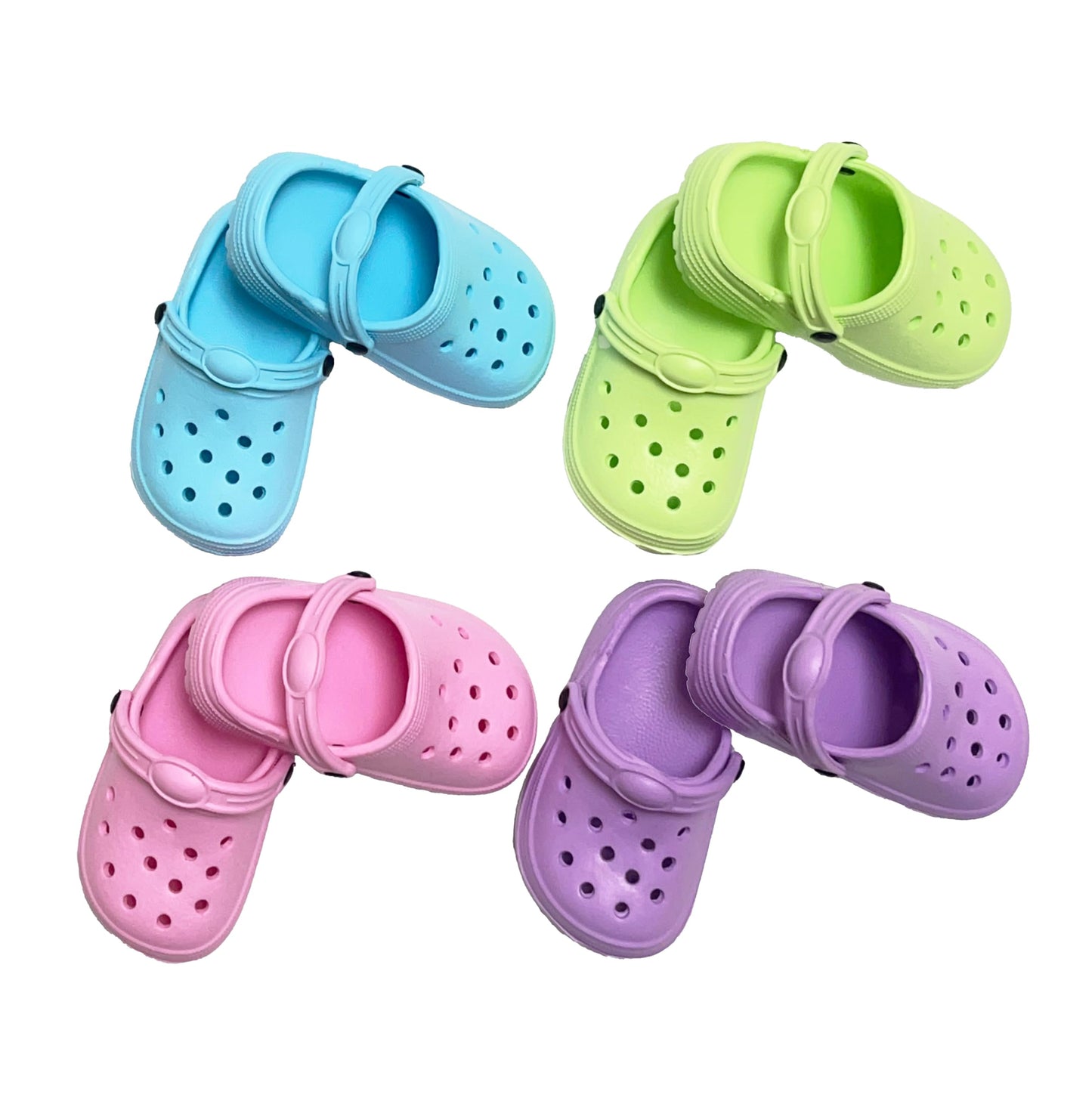 HXIELEC 4 Pairs Macaron EVA Slip-On Clogs for 18-Inch Dolls – Fits Most Dolls