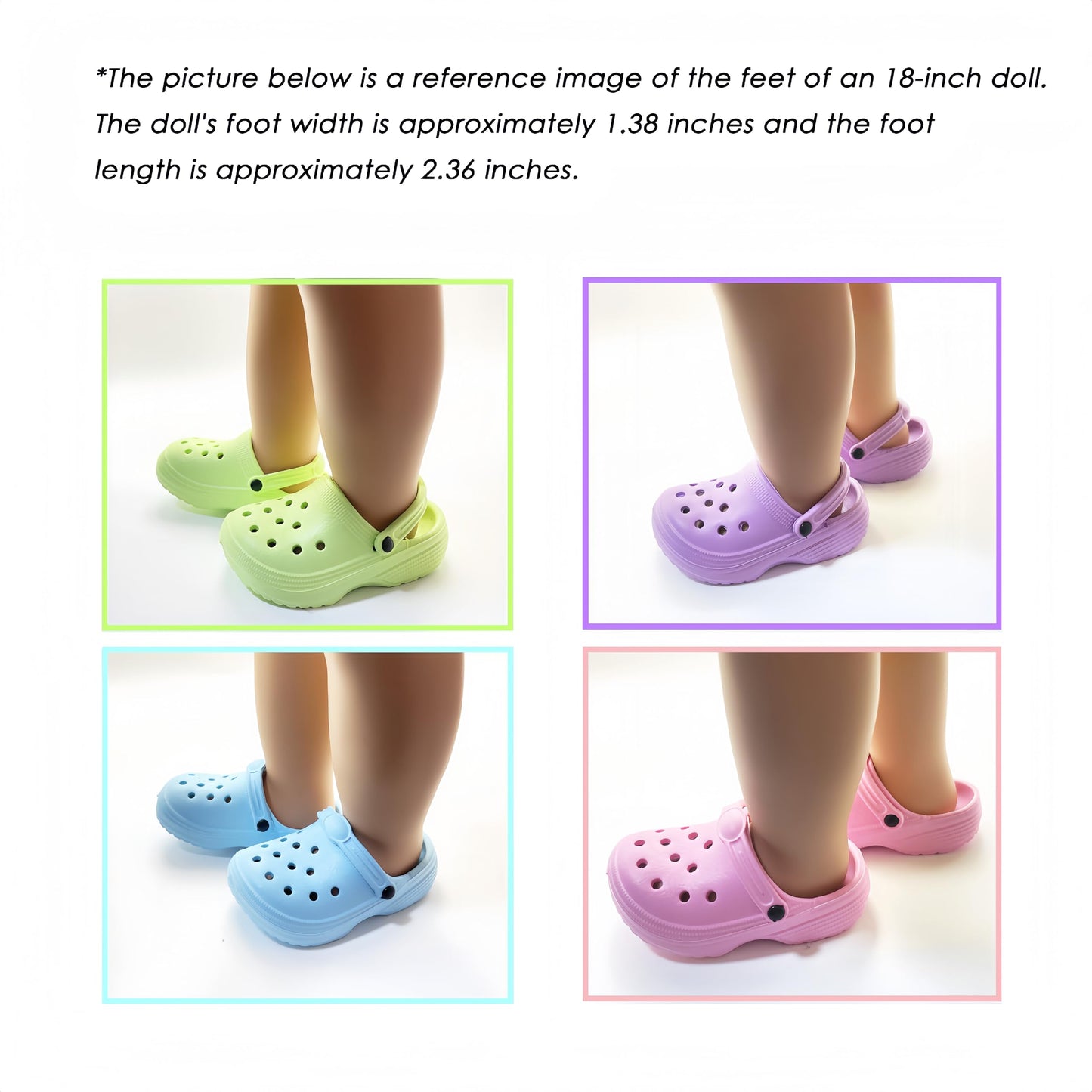 HXIELEC 4 Pairs Macaron EVA Slip-On Clogs for 18-Inch Dolls – Fits Most Dolls