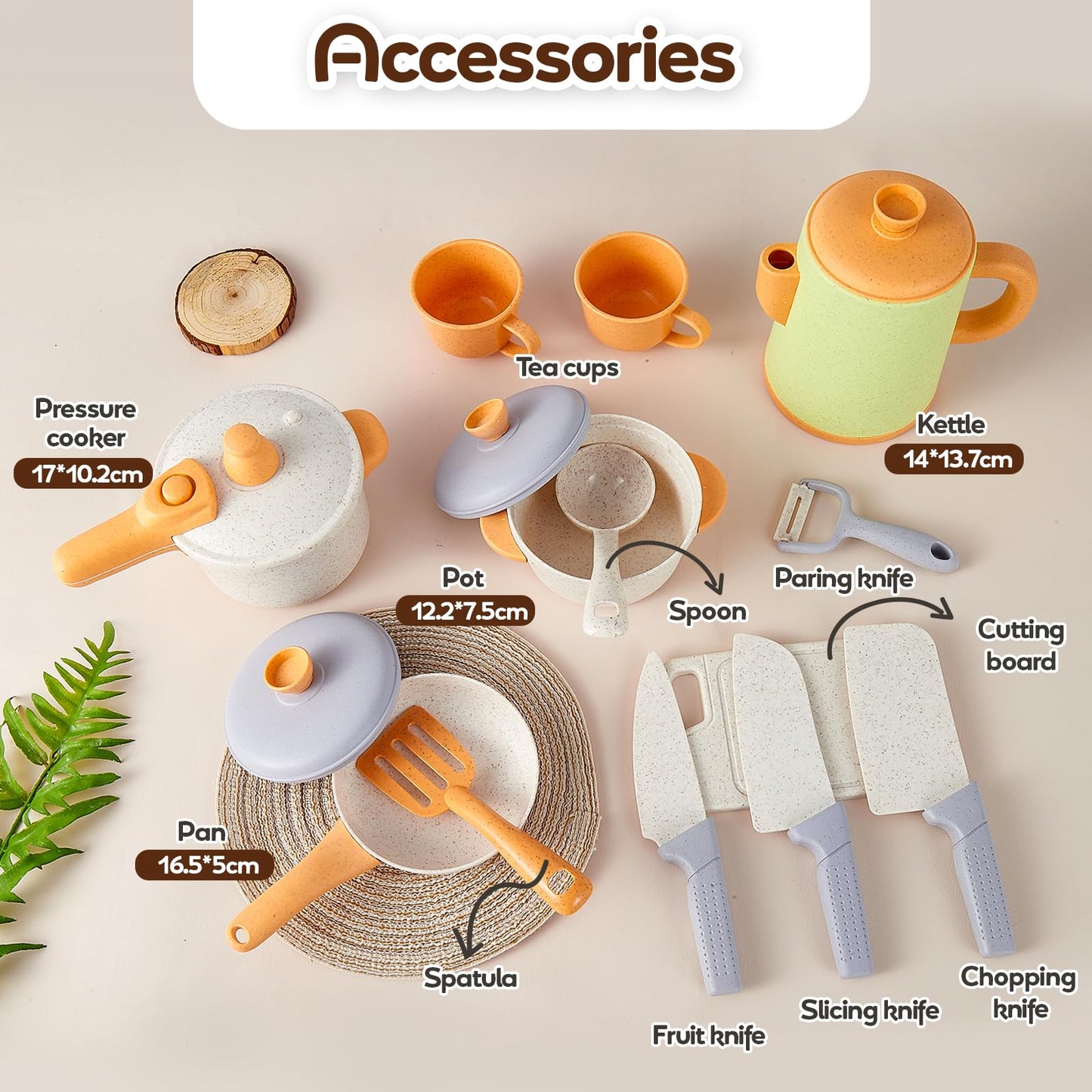 HYAKIDS Play Kitchen Pots and Pans Set for Kids – Pretend Cooking Toys (Ages 3-6)