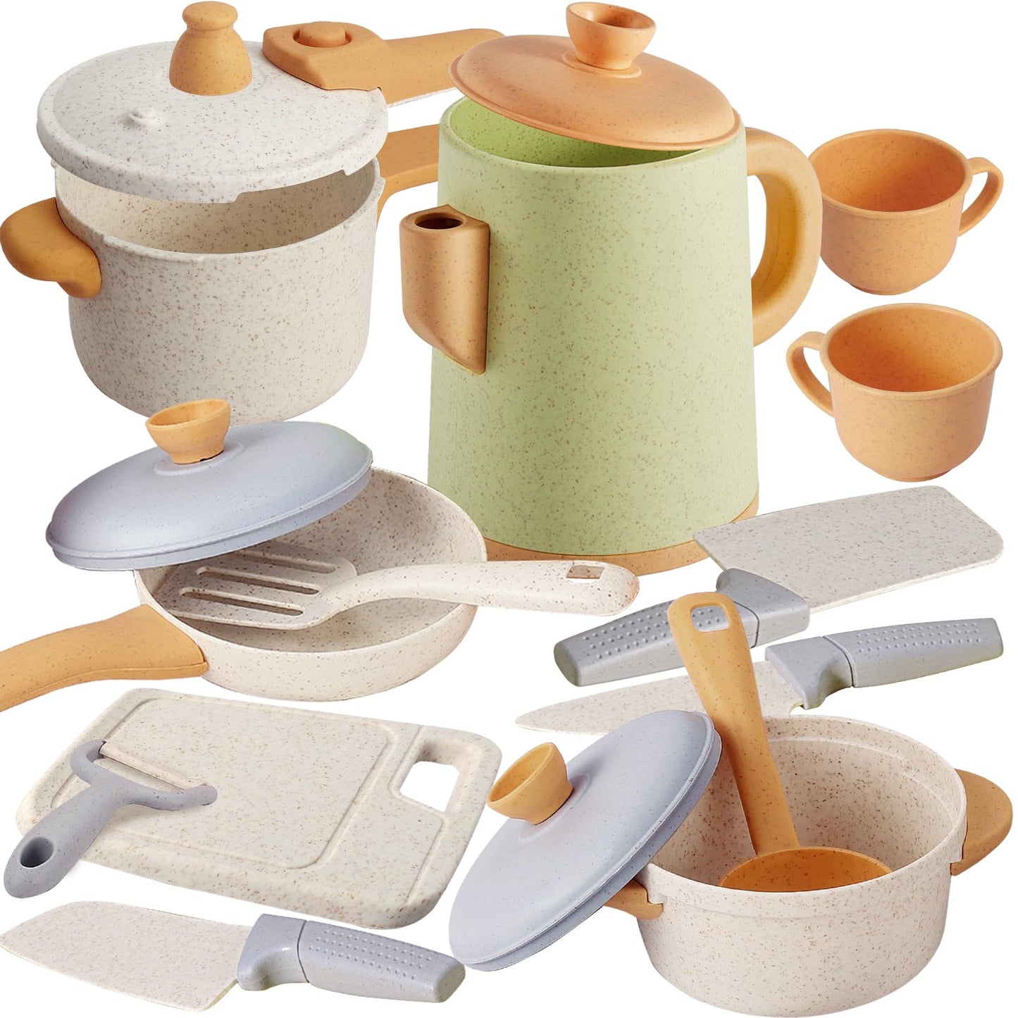 HYAKIDS Play Kitchen Pots and Pans Set for Kids – Pretend Cooking Toys (Ages 3-6)