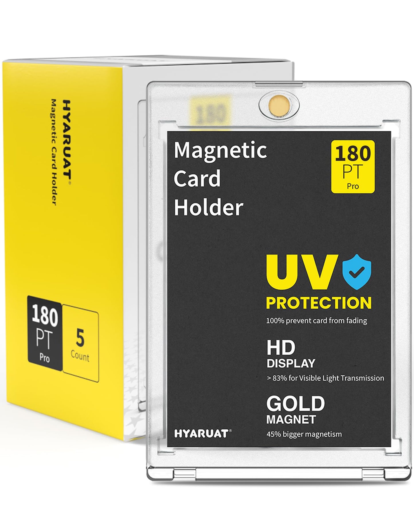 HYARUAT 180pt One Touch Card Holder - 5 Pack Magnetic Card Protectors