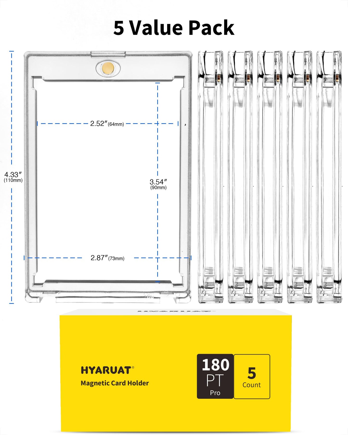 HYARUAT 180pt One Touch Card Holder - 5 Pack Magnetic Card Protectors