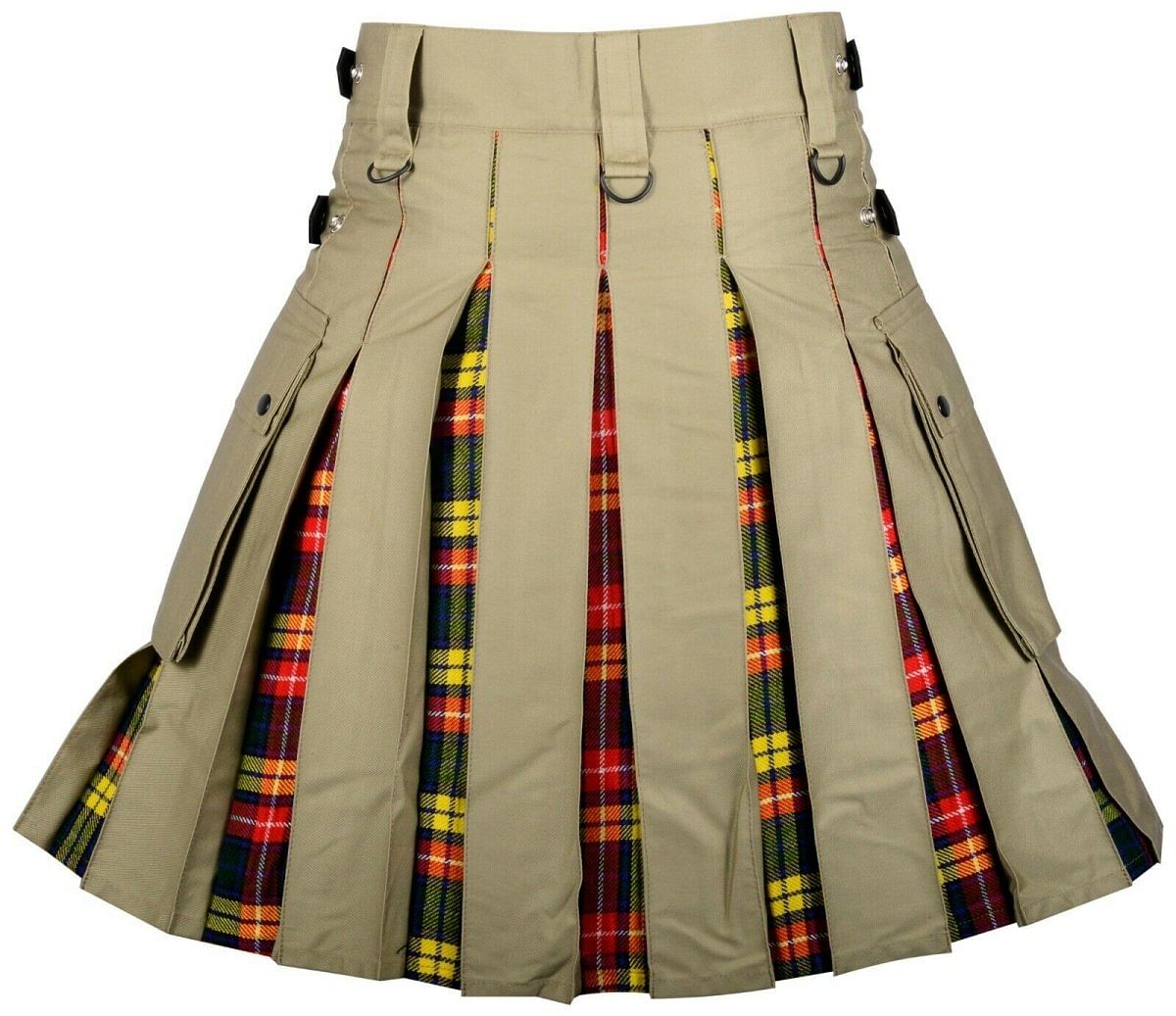 Hybrid Modern Fashion Extendable Khaki Cotton - Buchanan Tartan Kilt