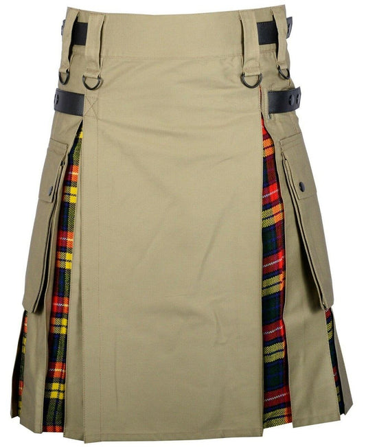Hybrid Modern Fashion Extendable Khaki Cotton - Buchanan Tartan Kilt