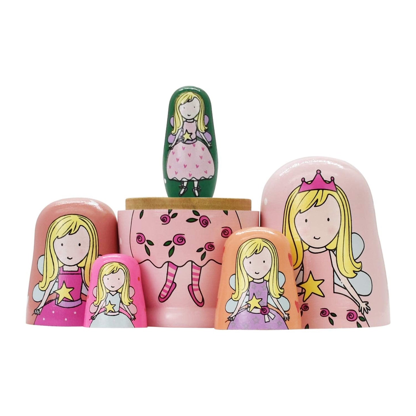 HYCLES Nesting Dolls Russian Matryoshka — Handmade Wooden Kids Toy Set (5 Pieces)