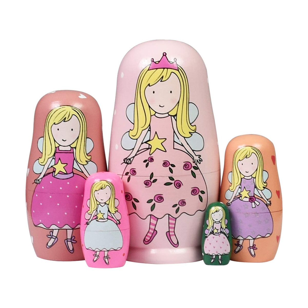 HYCLES Nesting Dolls Russian Matryoshka — Handmade Wooden Kids Toy Set (5 Pieces)