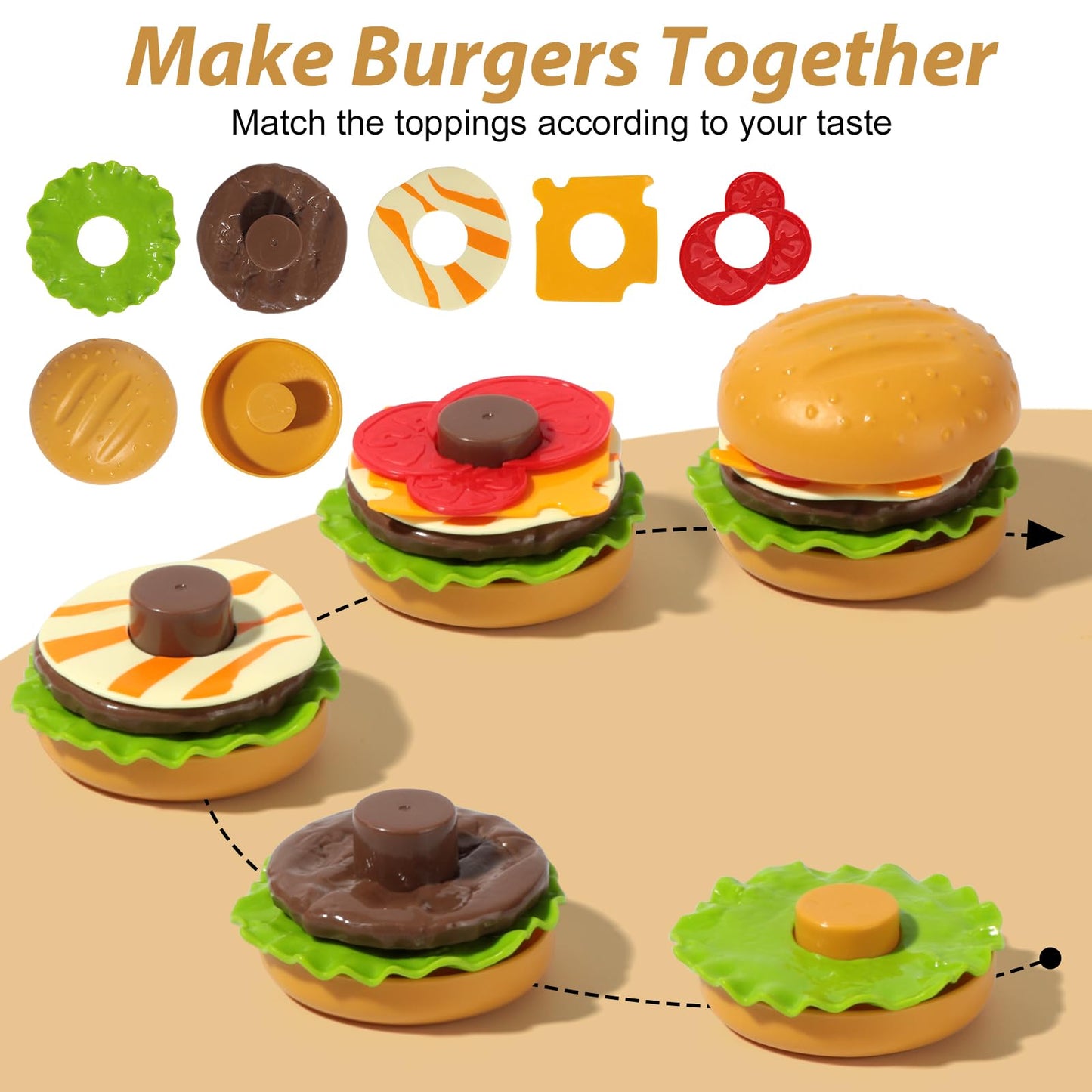 Hydeem 80-Pc Pretend Play Food Set for Kids – Fast Food Kitchen Play with Storage Bucket
