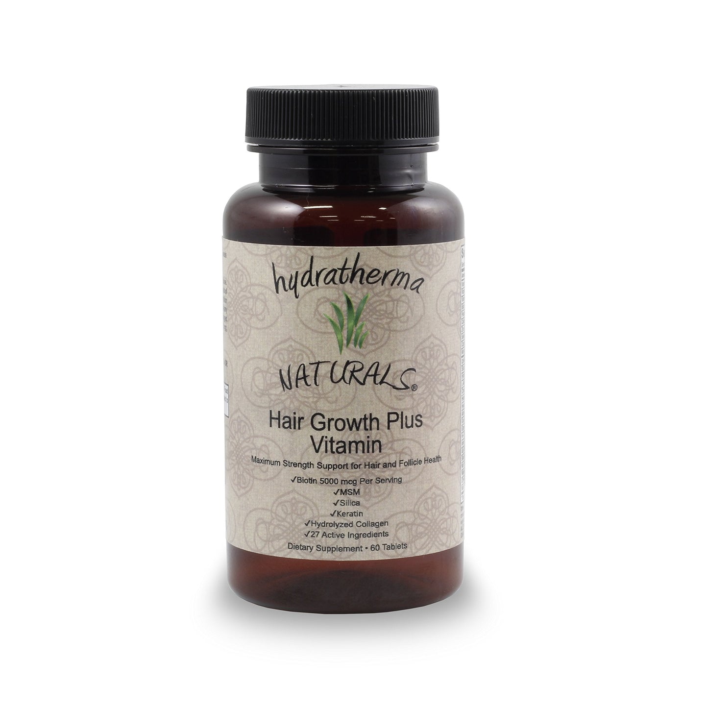 Hydratherma Naturals Hair Growth Plus with 5000mcg Biotin – 27 Ingredients, 60 Tablets