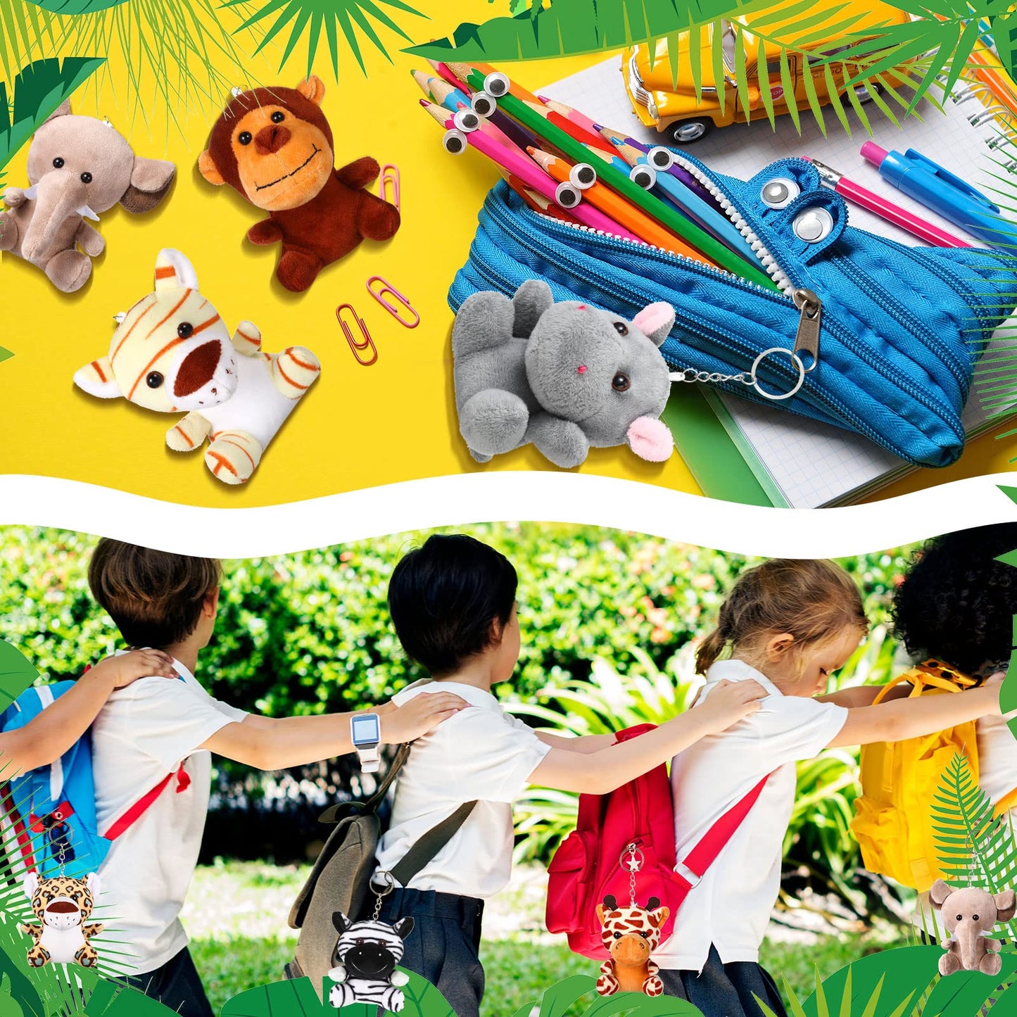 HyDren 40 Pack Mini Jungle Animal Plush Toys – 4.7 Inch Safari Plush for Parties