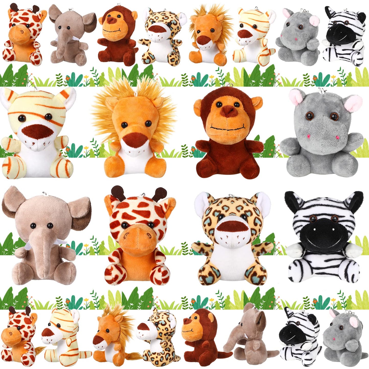 HyDren 40 Pack Mini Jungle Animal Plush Toys – 4.7 Inch Safari Plush for Parties