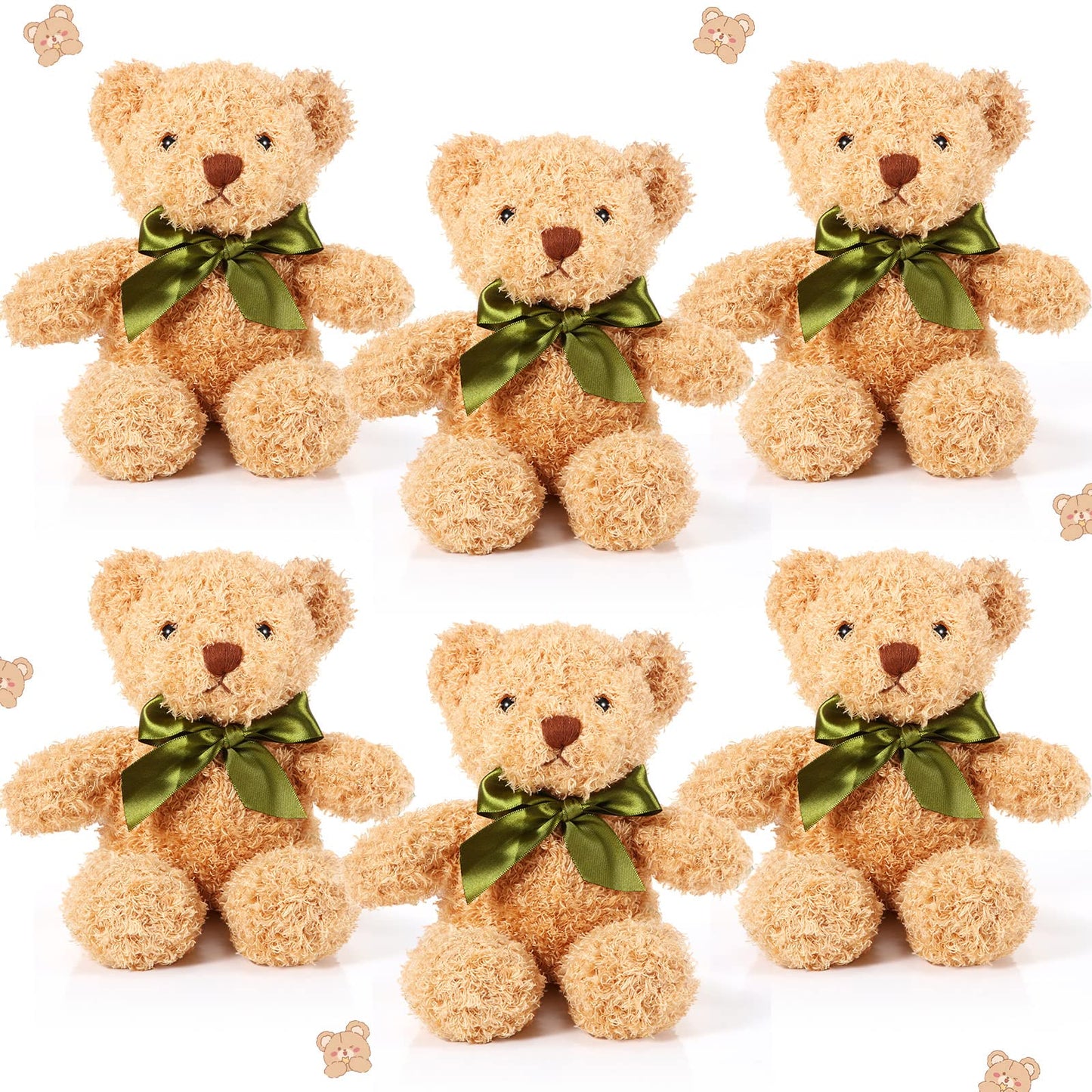 HyDren 6 Pcs Bear Stuffed Animals – Soft Brown Plush Bears for Sleep, Play, and Home Decor