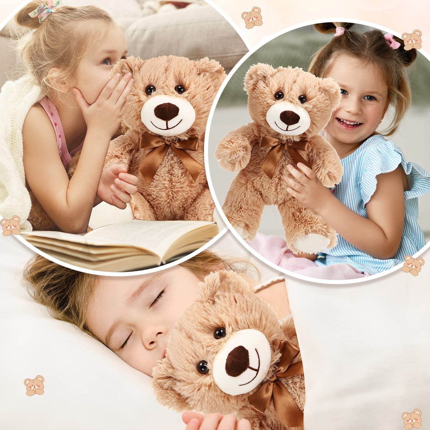 HyDren 6-Piece Bear Stuffed Animals – Soft Plush, Bedtime Companion & Decor