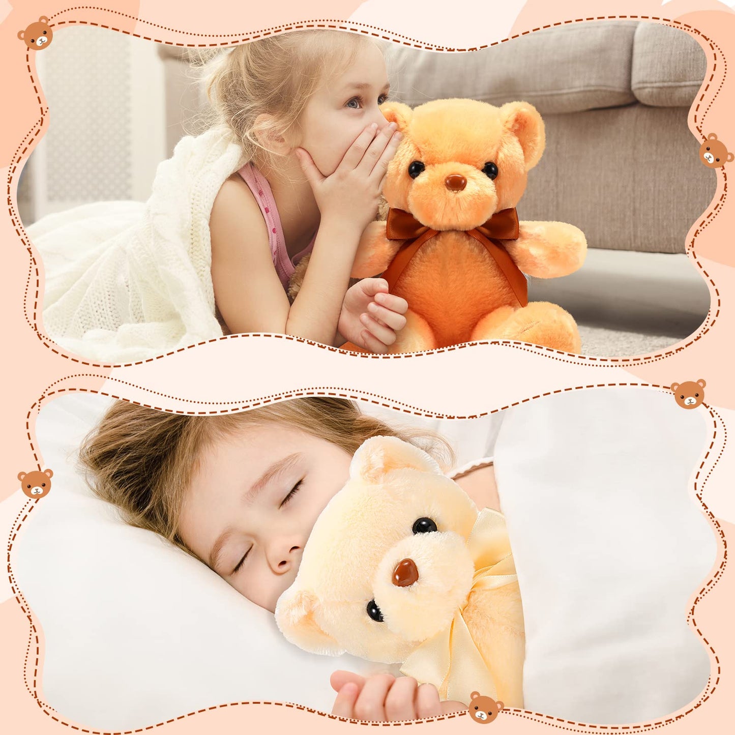 HyDren 6 Pcs Bear Stuffed Animals – Soft Plush Bears for Sleep, Play & Home Decor