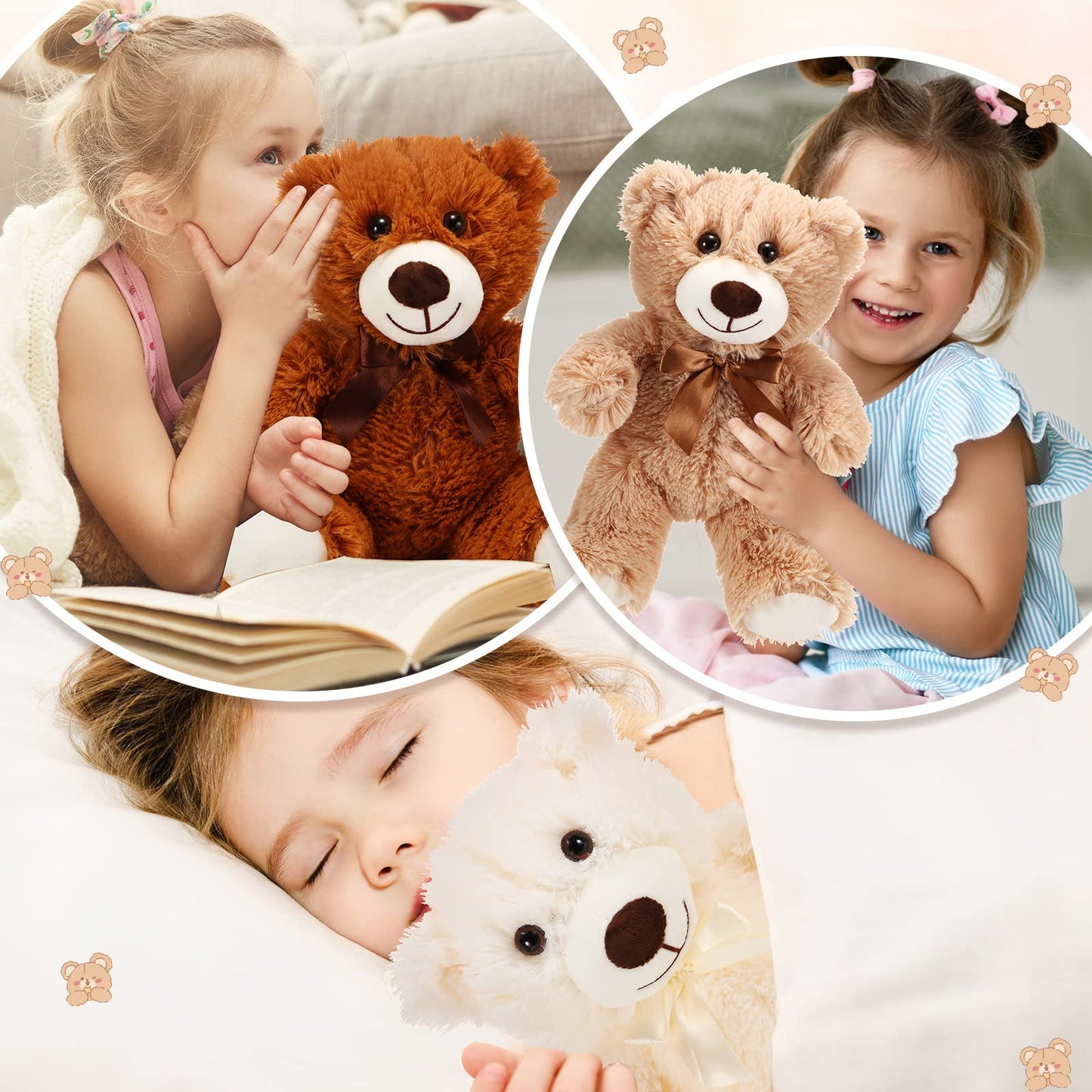 HyDren 6 Pcs Bear Stuffed Animals – Soft Plush Bears for Sleep, Play, and Decor