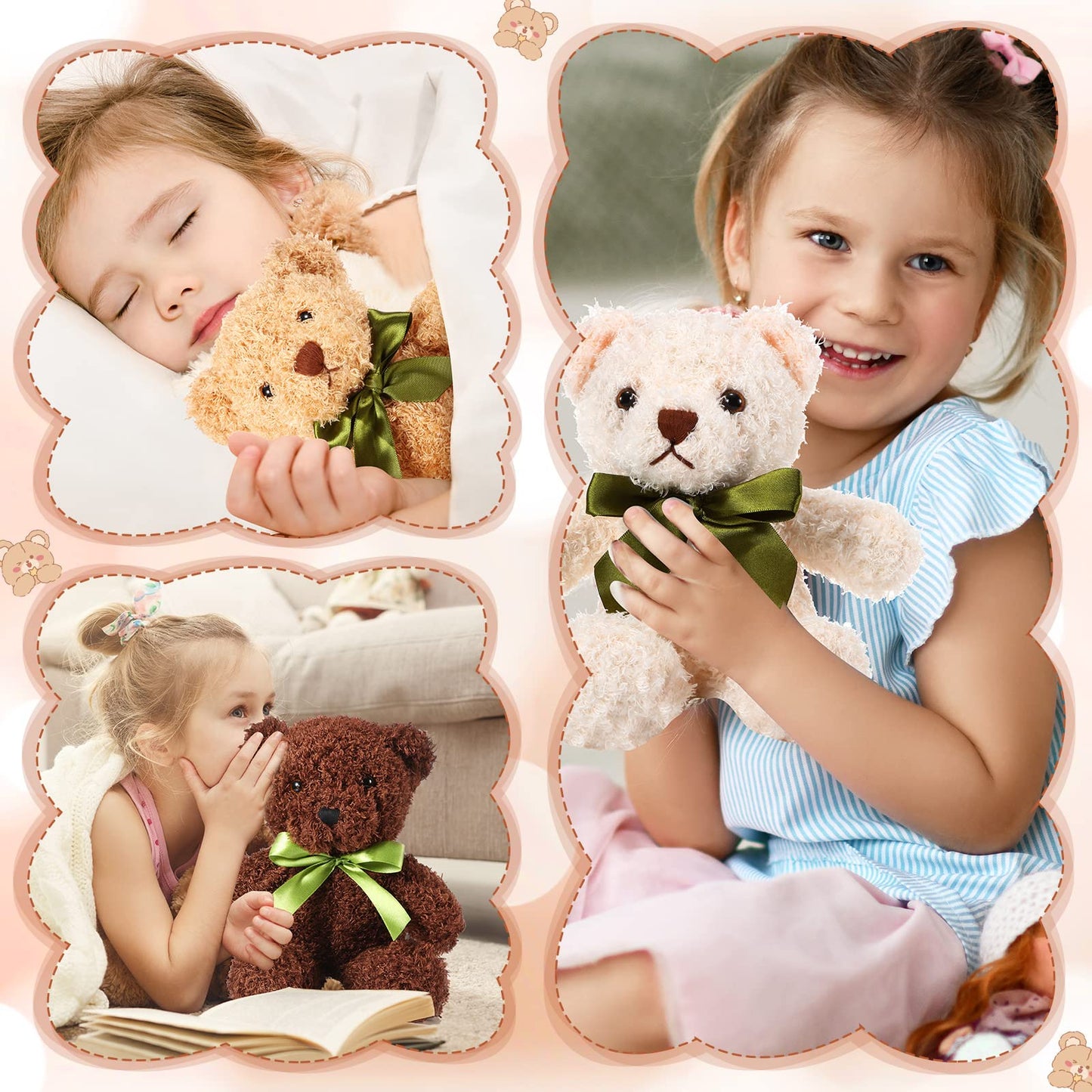 HyDren 6 Pcs Bear Stuffed Animals – Soft Plush Bears for Sleep, Play & Home Decor