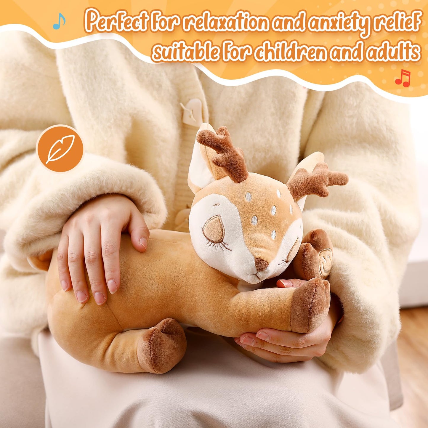 HyDren Breathing Deer – Soothing Plush with Lights, Music & Breathing Motion for Sleep & Relaxation