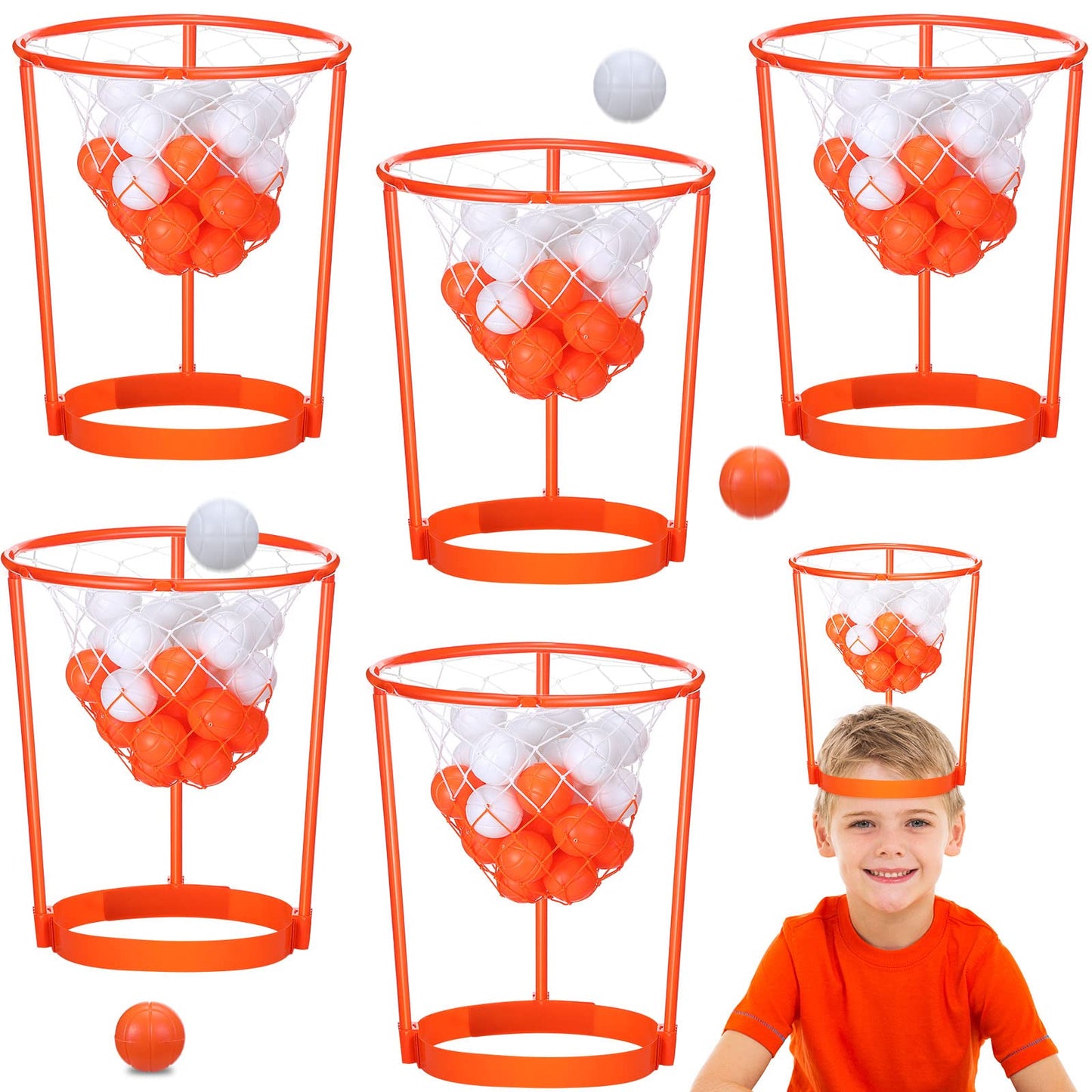 HyDren Head Hoop Basketball Party Game Set – Portable, Adjustable Headbands, 33 Pcs