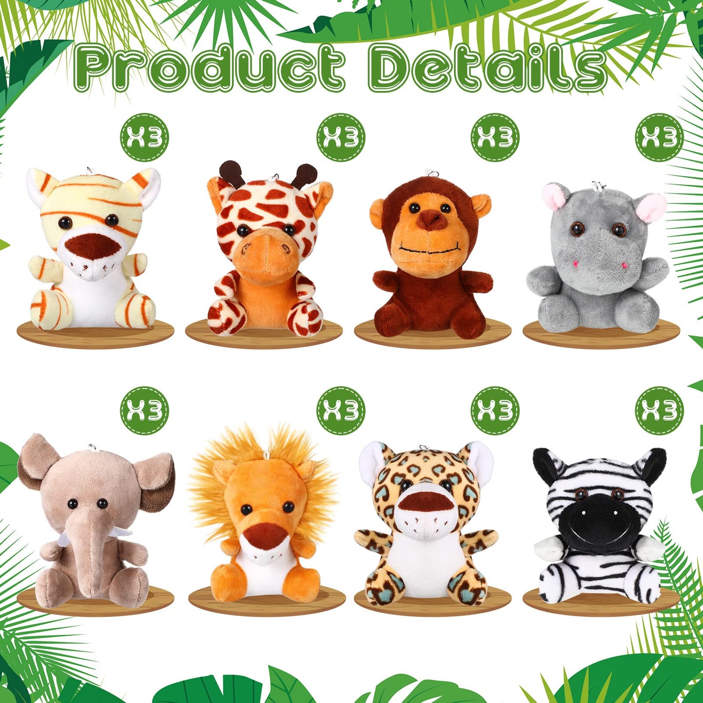 HyDren 24 Pcs Mini Stuffed Forest Animals - 4.7 Inch Jungle Plush Toys for Classroom & Gifts