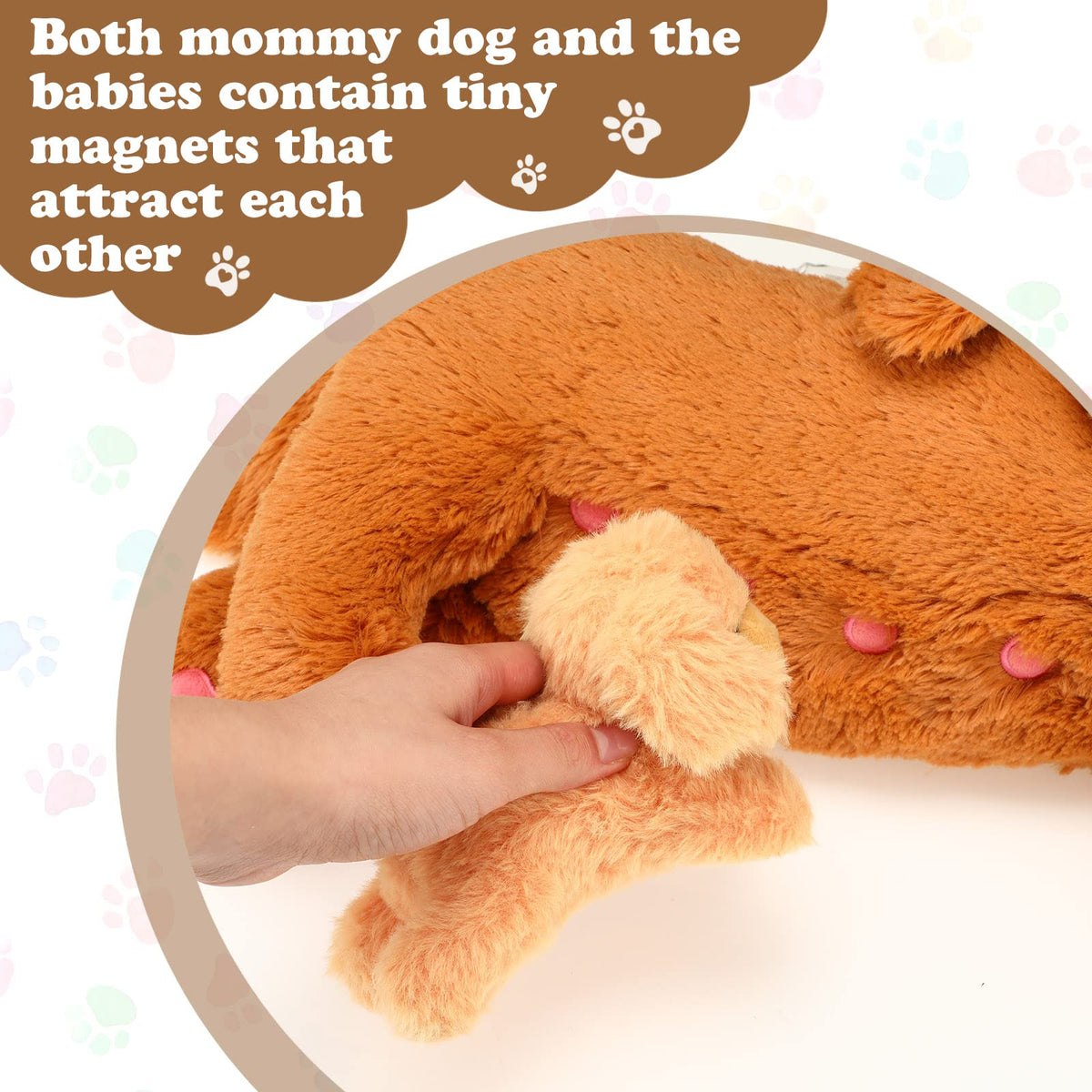 HyDren Nurturing Dog Stuffed Animal Set – 1 Mother & 4 Puppies, Soft Plush for Party Favors