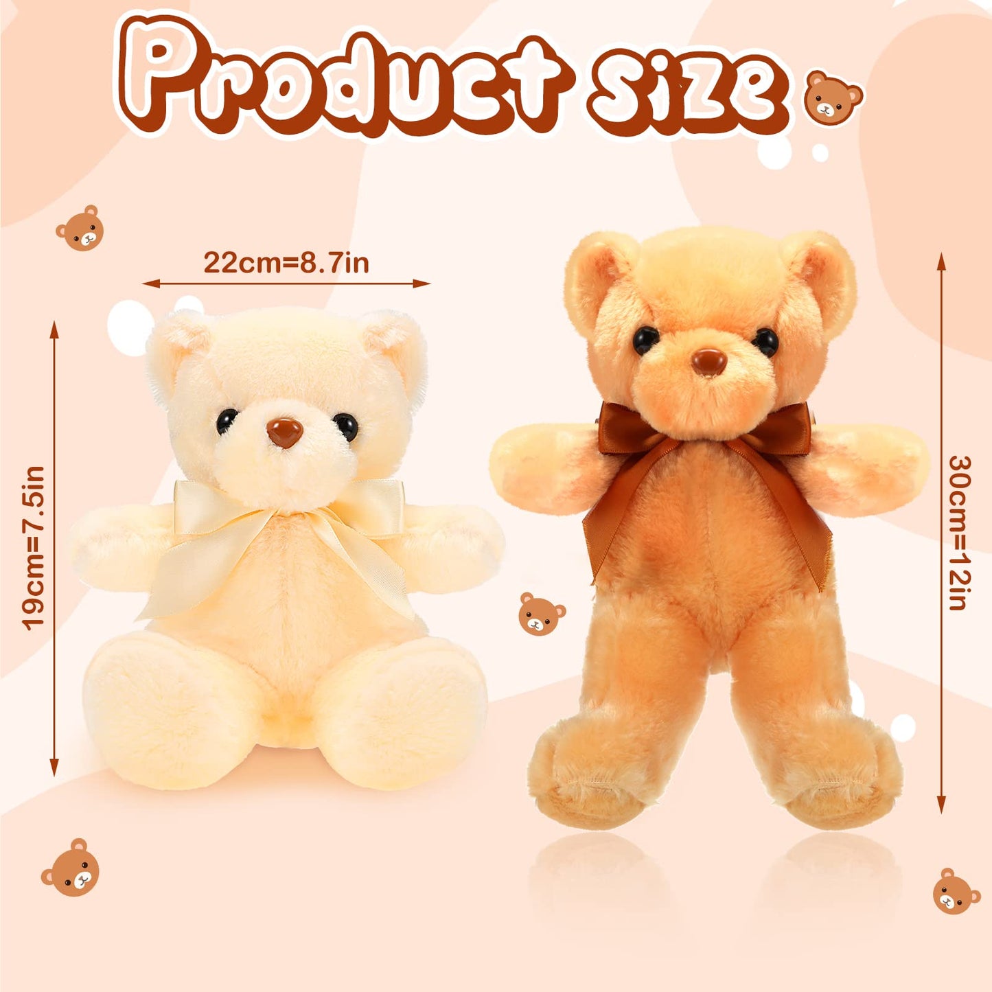 HyDren 6 Pcs Bear Stuffed Animals – Soft Plush Bears for Sleep, Play & Home Decor