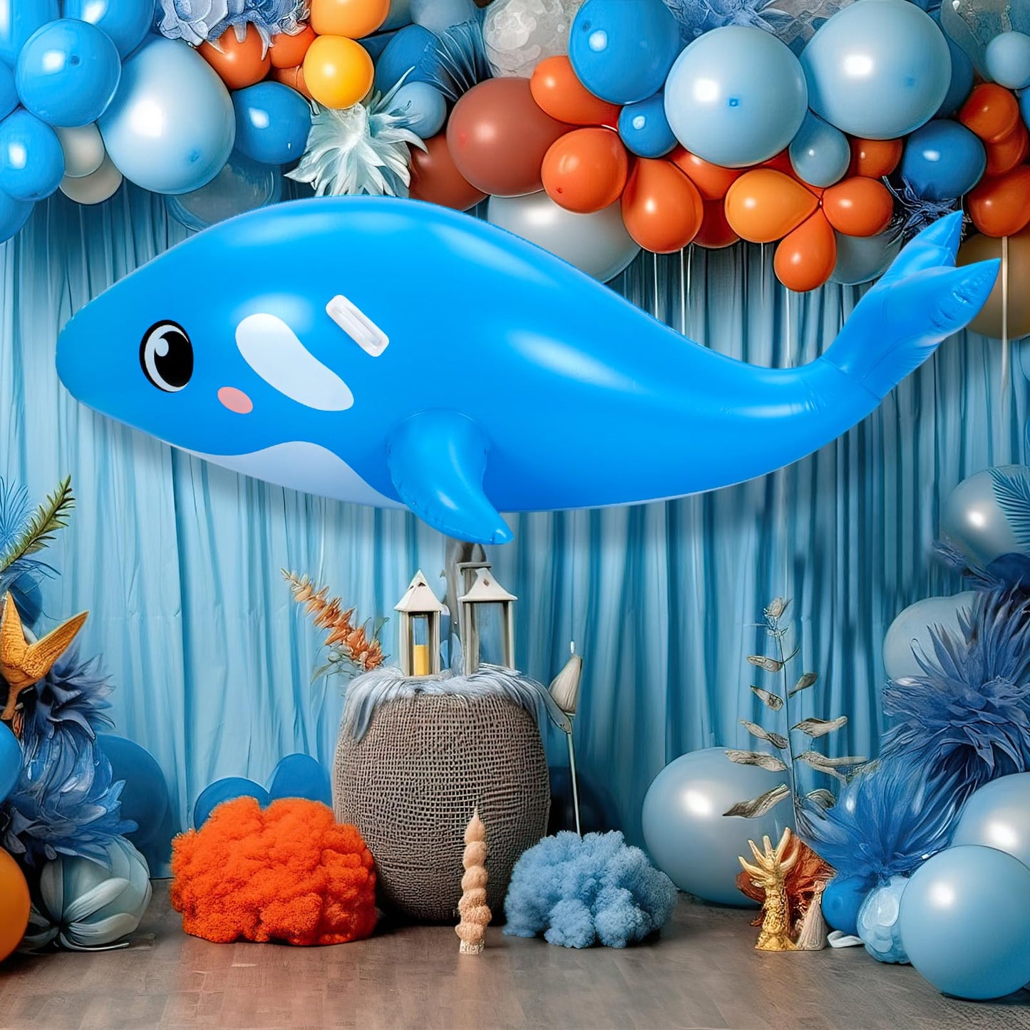 HyDren 79-Inch Giant Inflatable Whale Pool Float – Realistic Sea Animal Ride-On with Handles