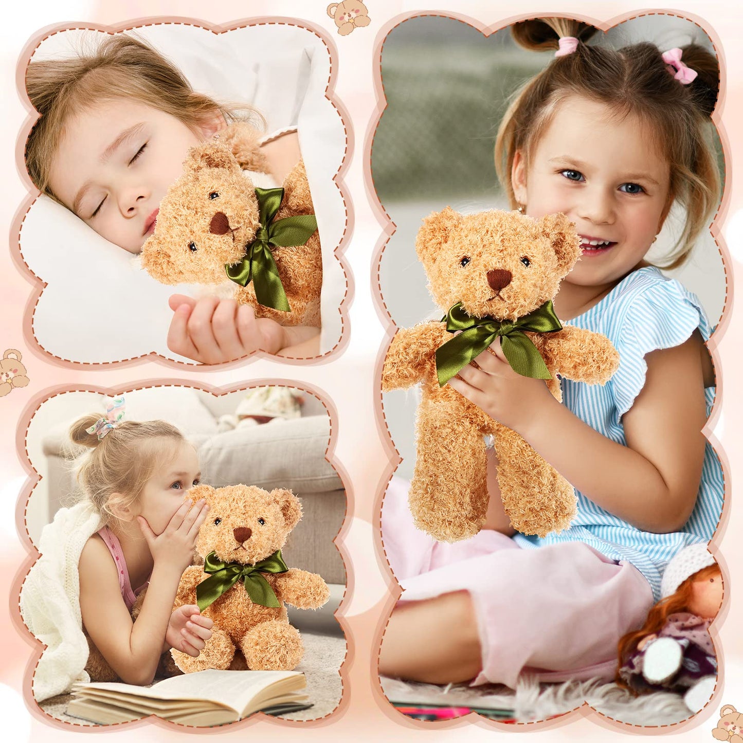 HyDren 6 Pcs Bear Stuffed Animals – Soft Brown Plush Bears for Sleep, Play, and Home Decor