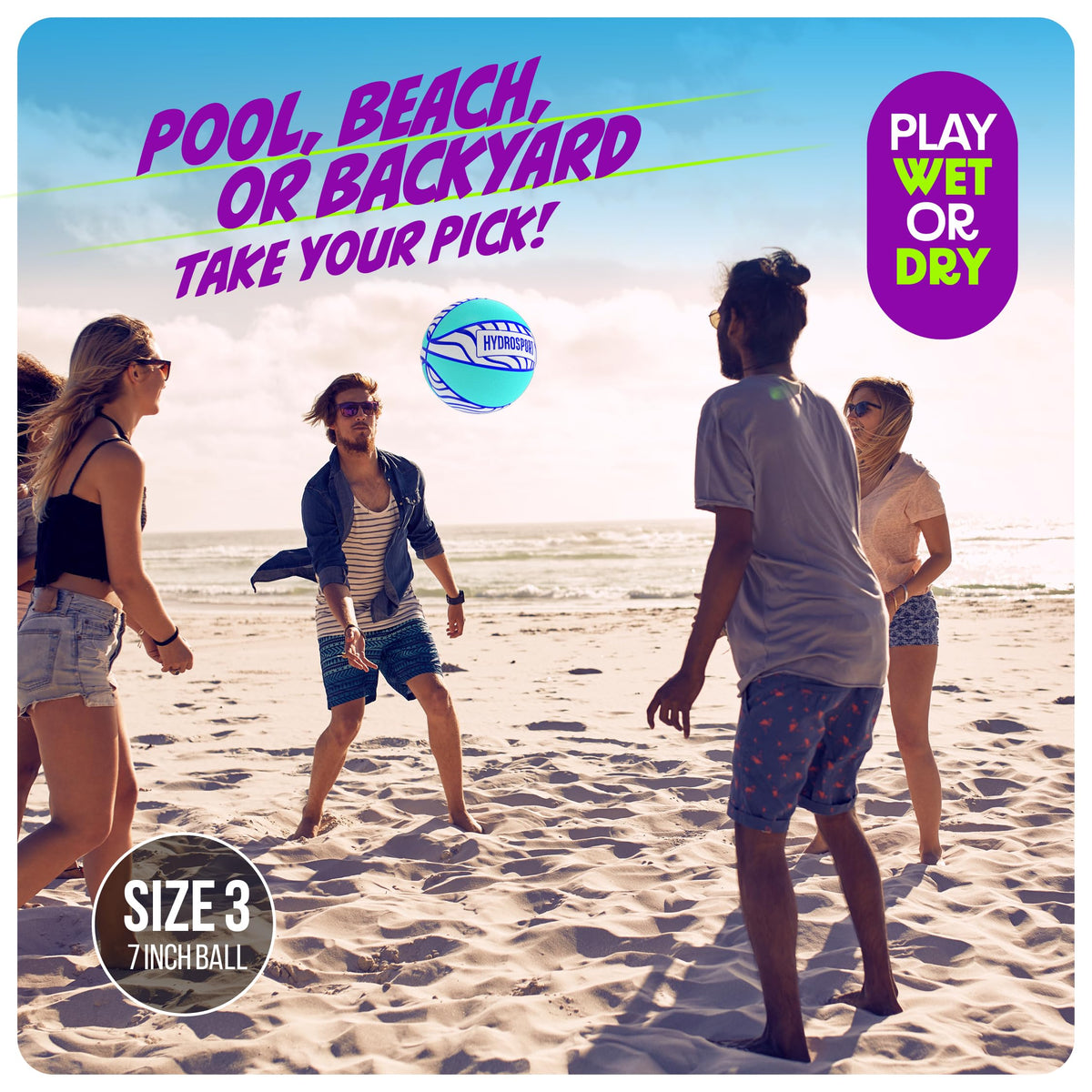 HydroSport Pool Basketball (Size 3) – Waterproof Water Basketball for Pools & Beach