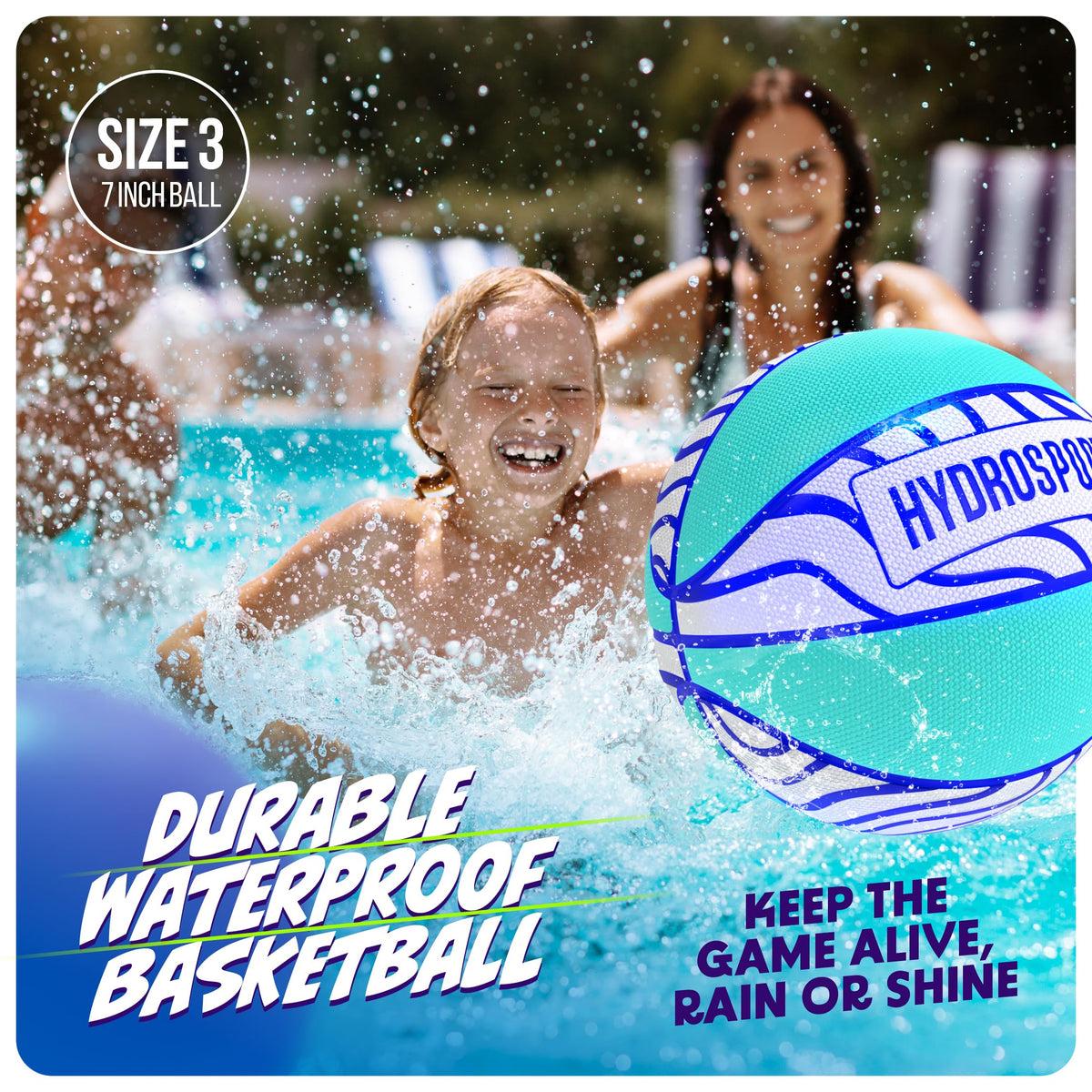 HydroSport Pool Basketball (Size 3) – Waterproof Water Basketball for Pools & Beach