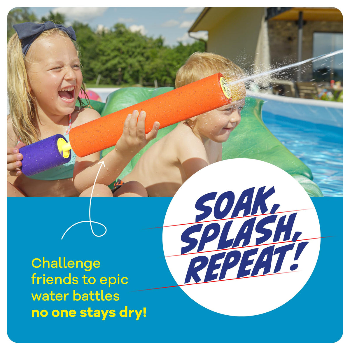 HydroSport Water Blasters for Kids - 3-Pack Pool & Backyard Water Toys