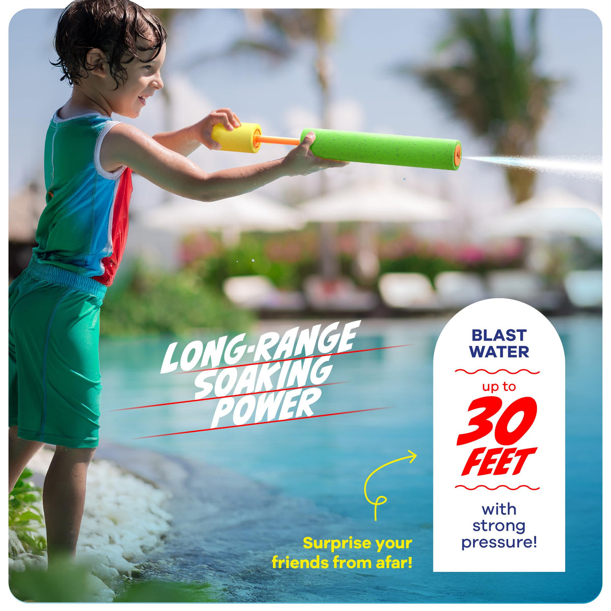 HydroSport Water Blasters for Kids - 3-Pack Pool & Backyard Water Toys