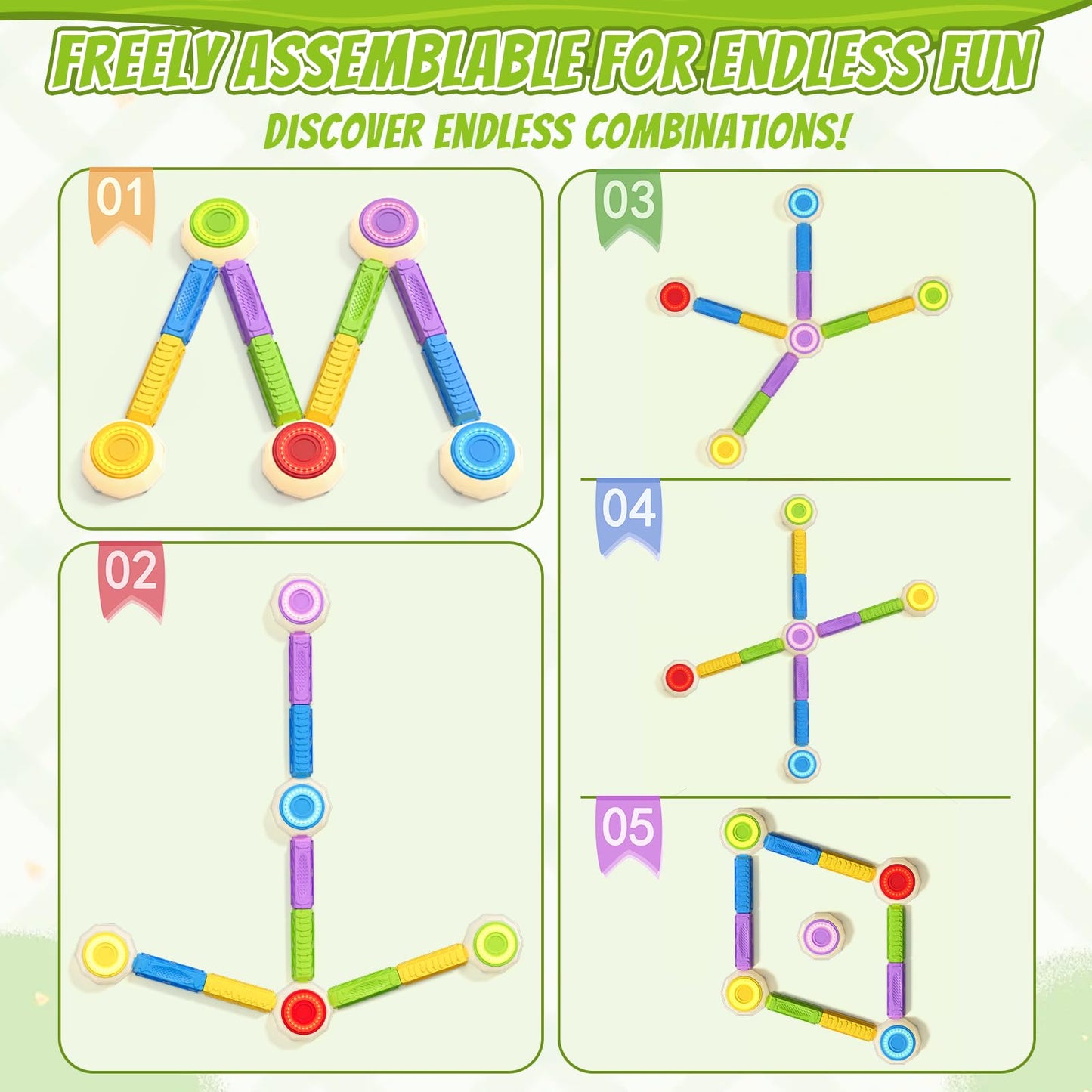 HYES Light Up Stepping Stones & Balance Beams – 13-Piece Sensory Obstacle Set for Kids