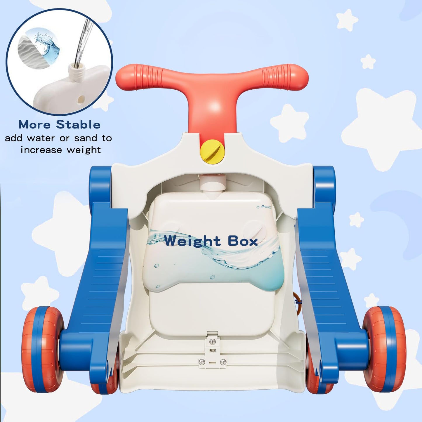 HYES 5 in 1 Baby Push Walker Blue – Sit-to-Stand Learning Toy for Toddlers