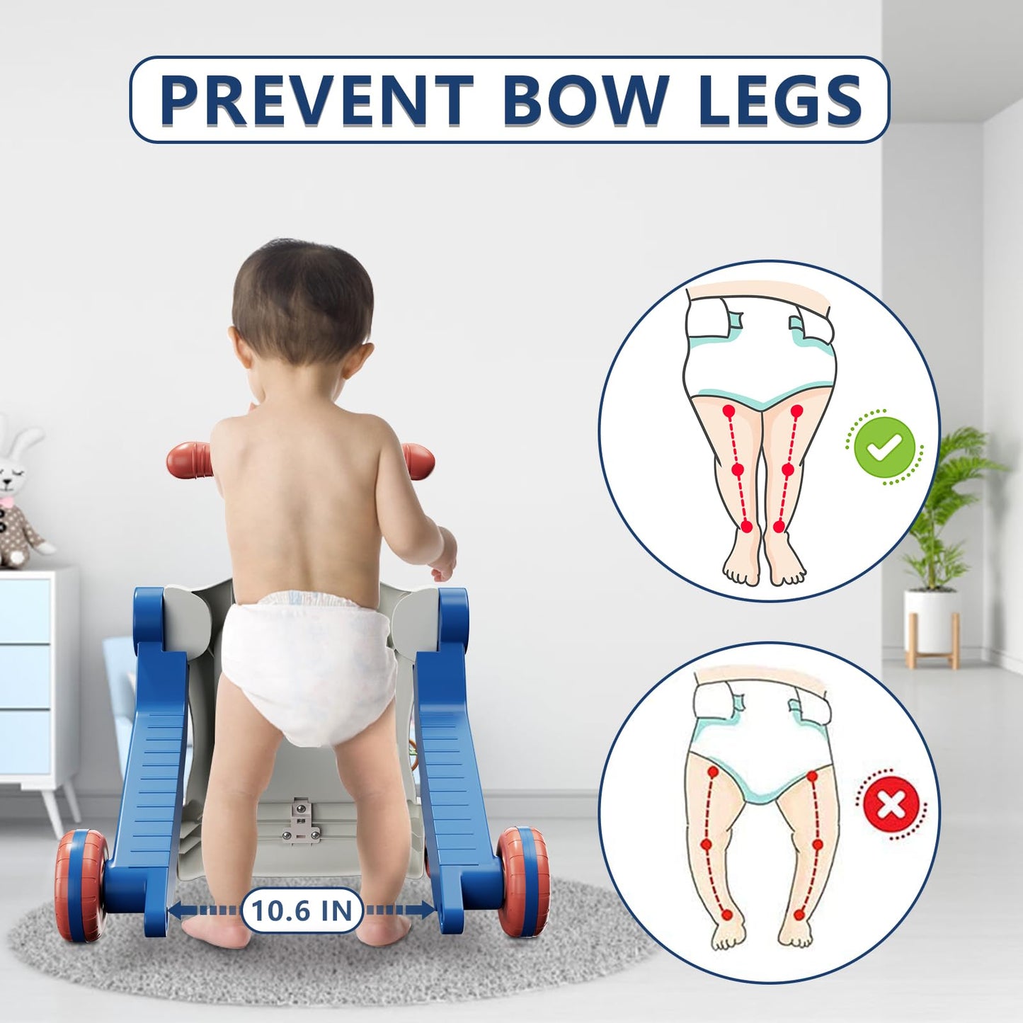 HYES 5 in 1 Baby Push Walker Blue – Sit-to-Stand Learning Toy for Toddlers