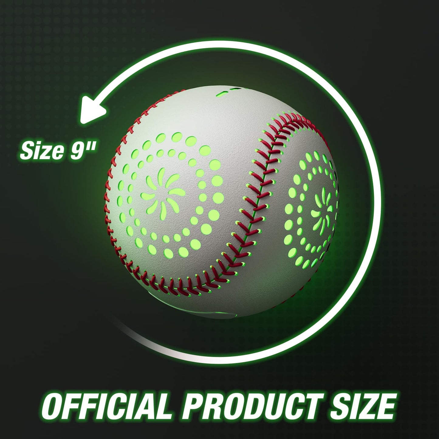 HYES Light Up Baseball with LED – 9 Lighting Modes, Rechargeable Glow in the Dark Official Size Leather Baseball