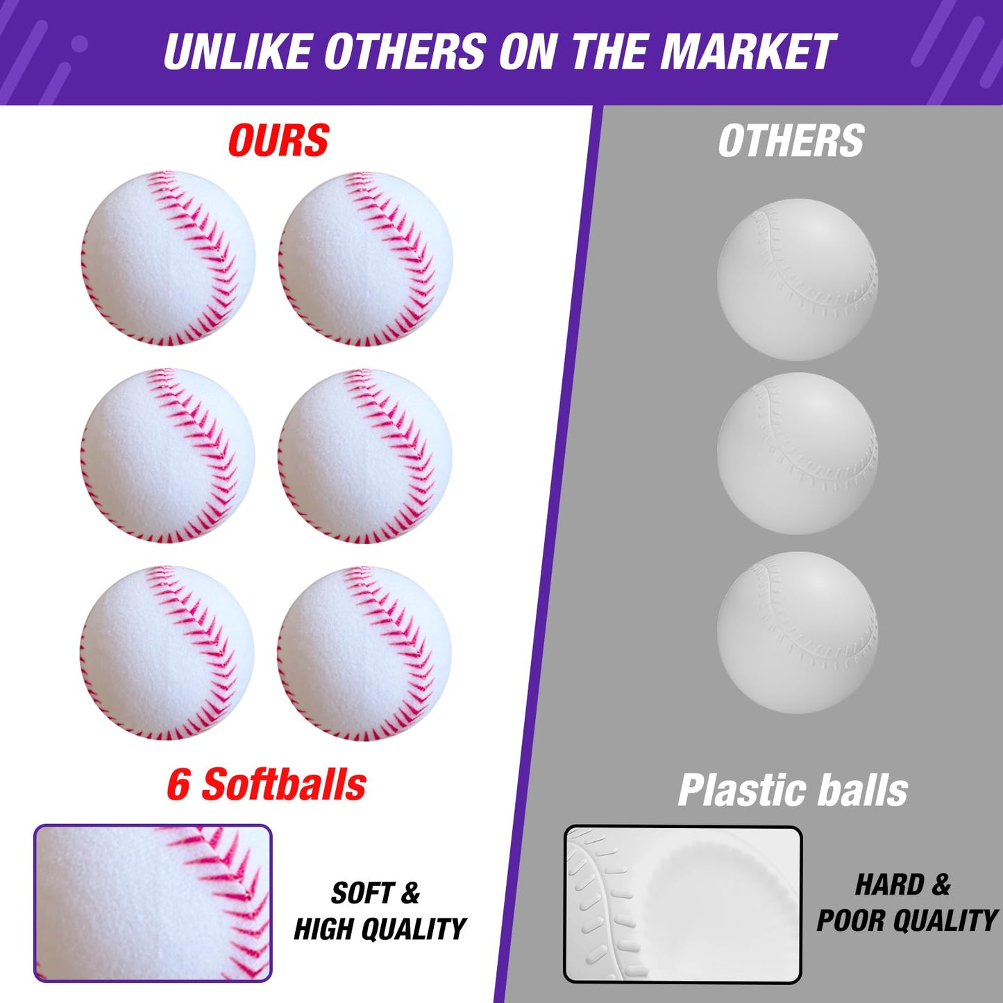 HYES Baseball Set: 3 Ways to Play, Adjustable Height, Safe & Sturdy