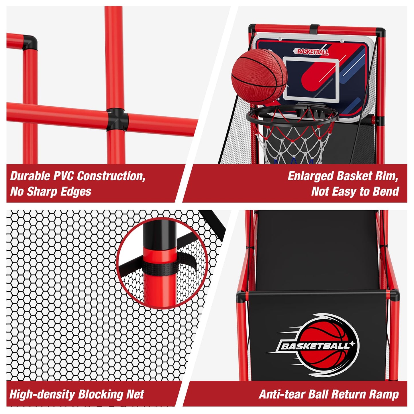 HYES Basketball Arcade Game – Indoor/Outdoor Hoop with 4 Balls