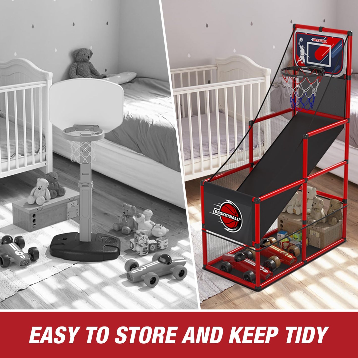 HYES Basketball Arcade Game – Indoor/Outdoor Hoop with 4 Balls