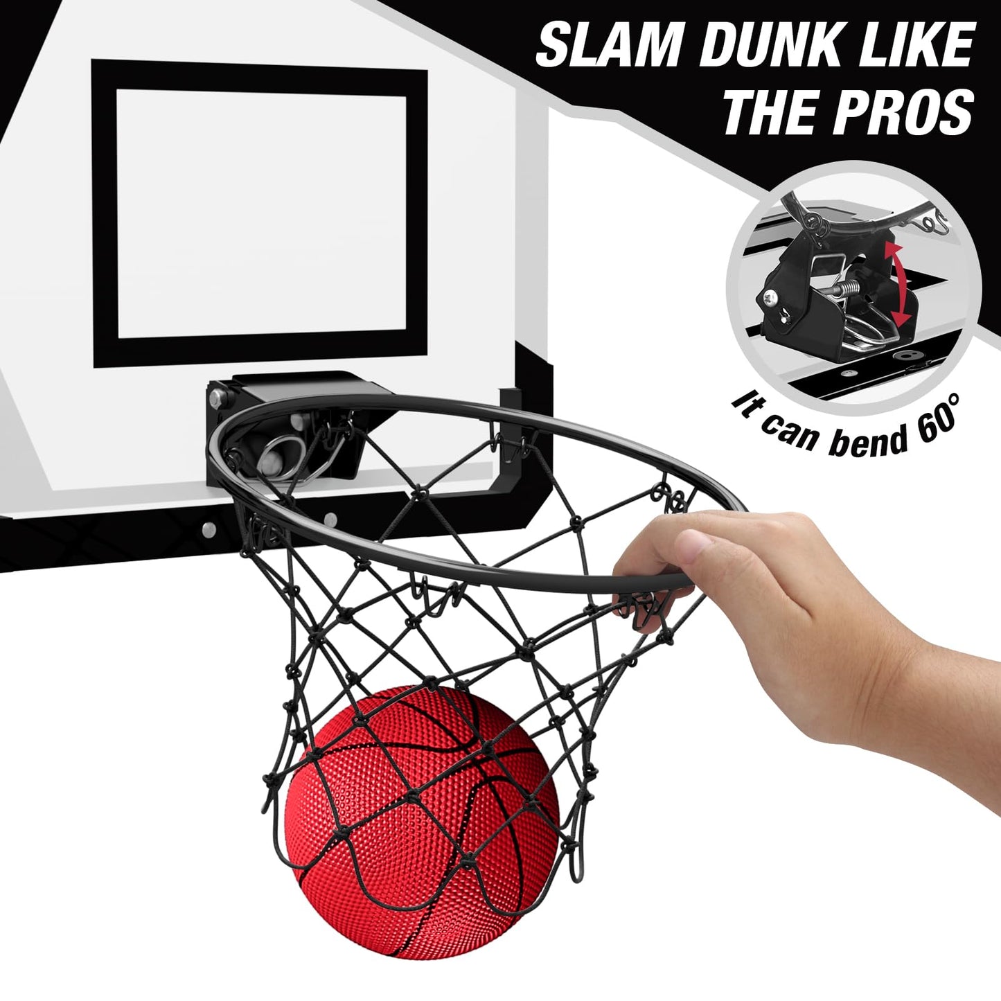 HYES 2-Player Over-Door Mini Basketball Game with Electronic Scoreboard | Dual Shot Hoop